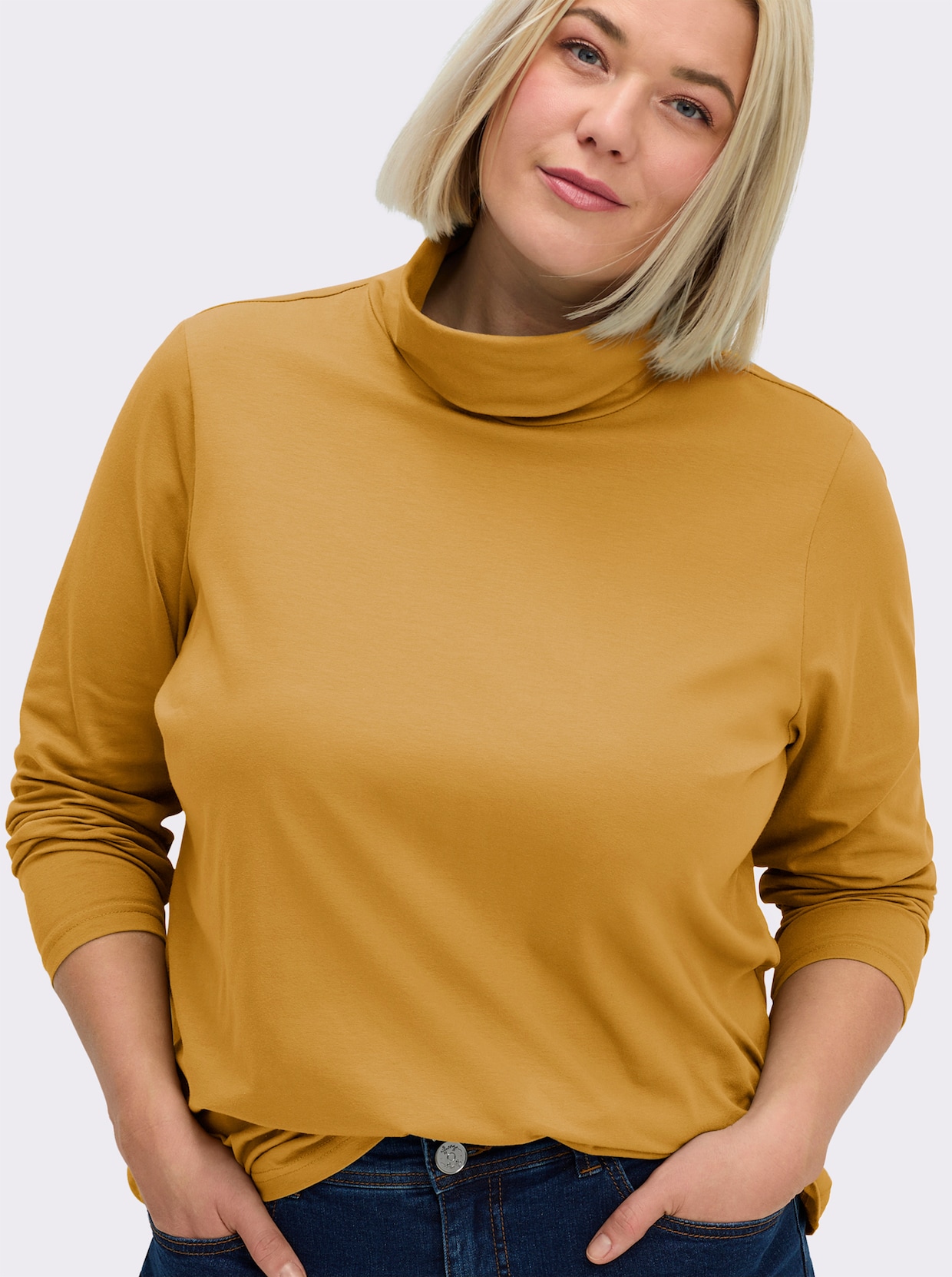 Rollkragenshirt mit langen Ärmeln - ocker