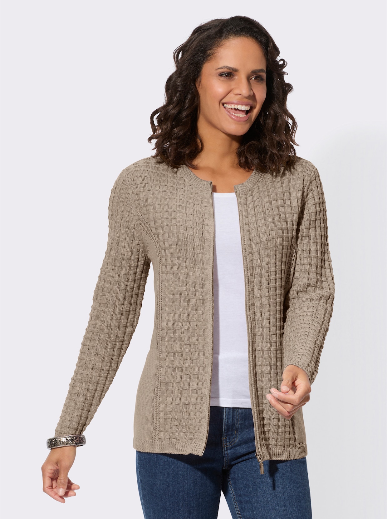 Strickjacke - beige