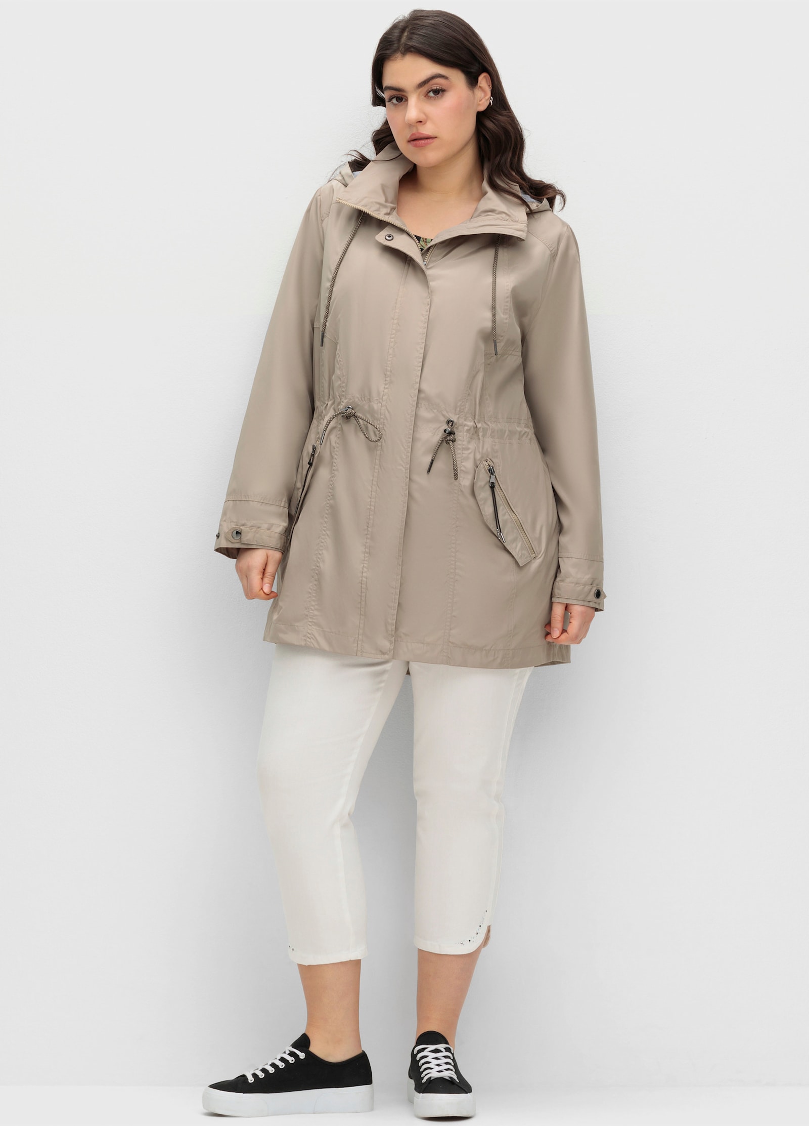Parka mit Jerseyfutter in Melange-Optik - schlamm
