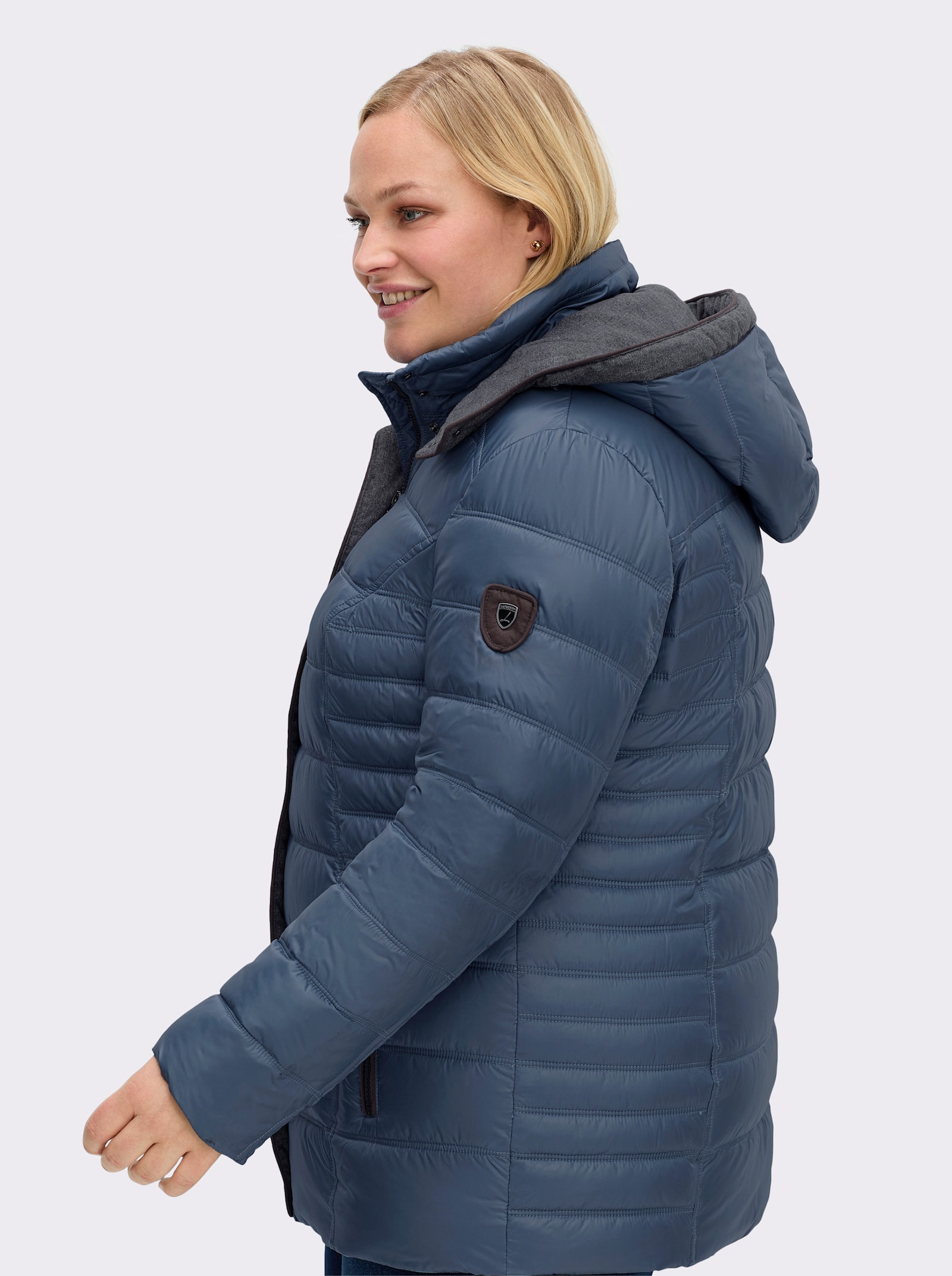 Steppjacke mit abnehmbarer Kapuze - jeansblau