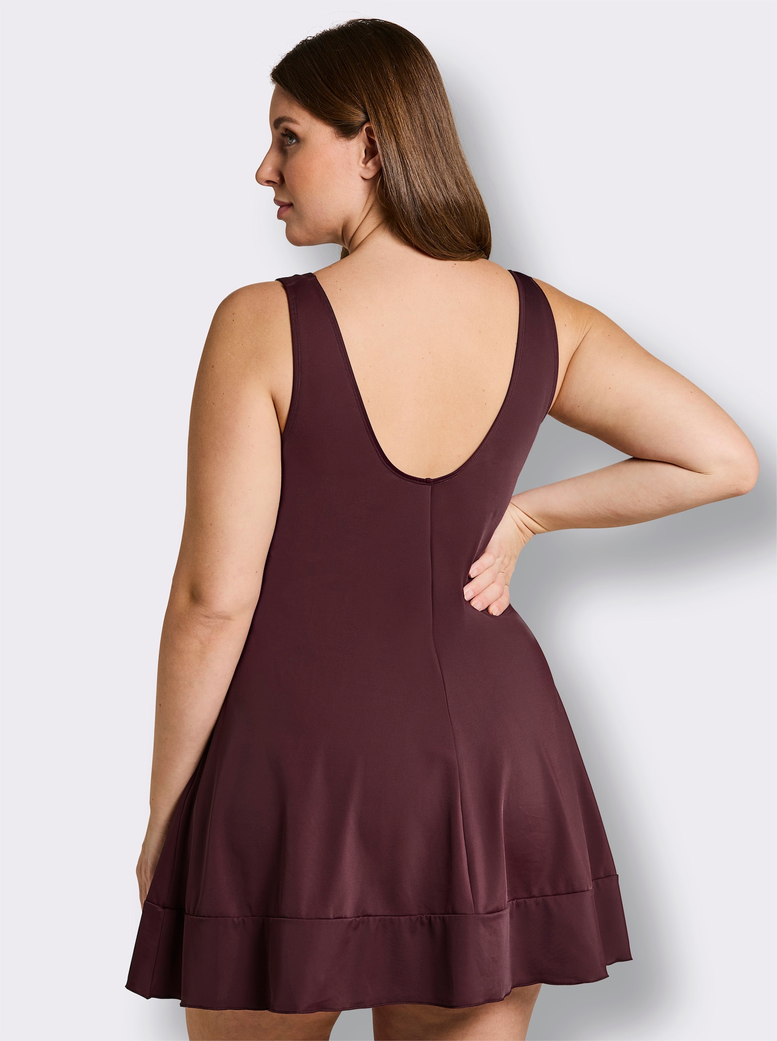 sheego Badekleid mit Raffung am Saum - burgund