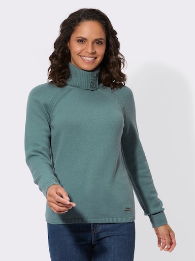 Rollkragenpullover mit Woll-Anteil - jade