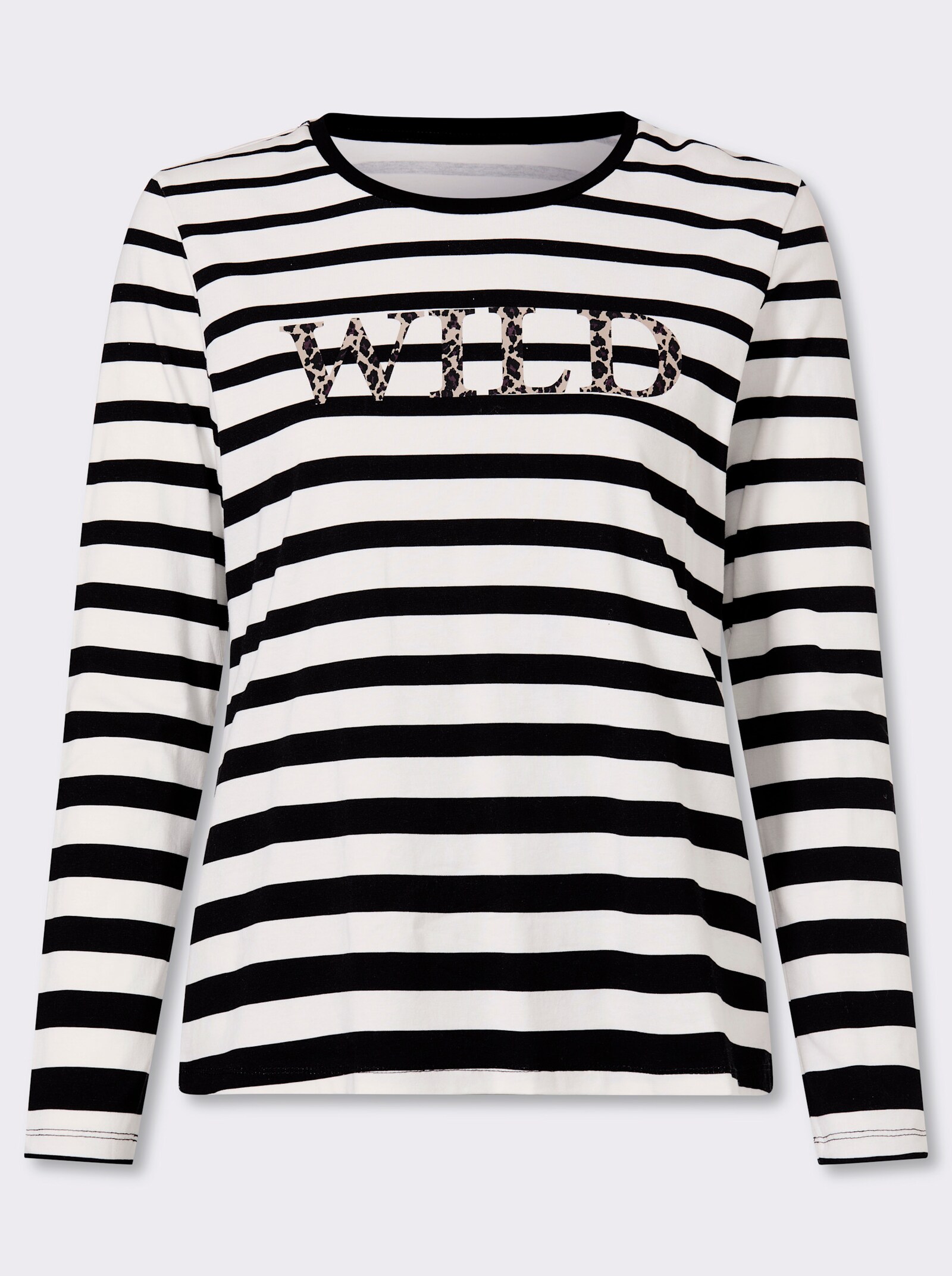 heine Ringelshirt mit Schriftzug - ecru-schwarz-bedruckt