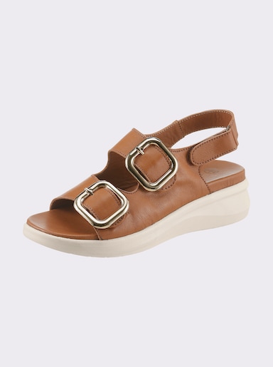 airsoft modern+ Sandalette mit Klettverschlüssen - cognac