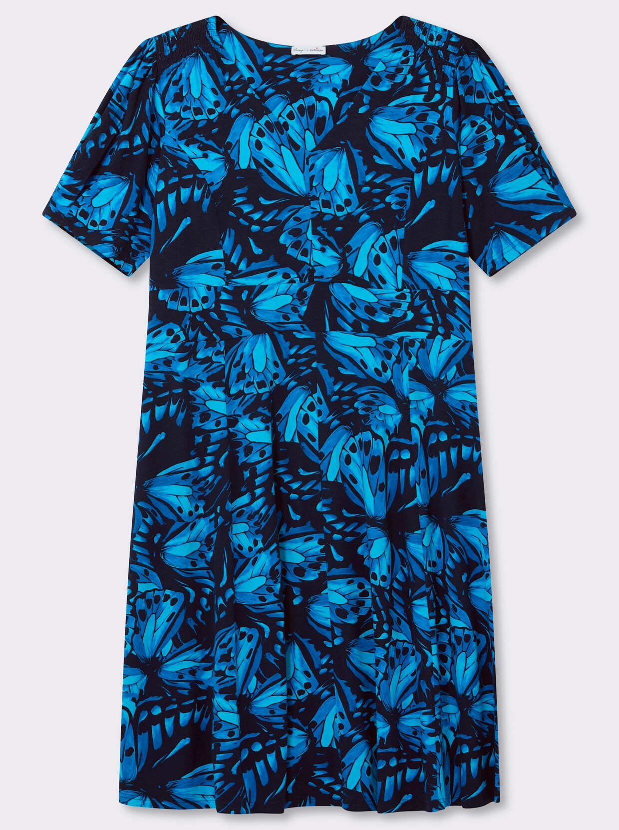 sheego by Joe Browns Jerseykleid mit Schmetterlingsprint - tiefblau-royalblau-gemustert