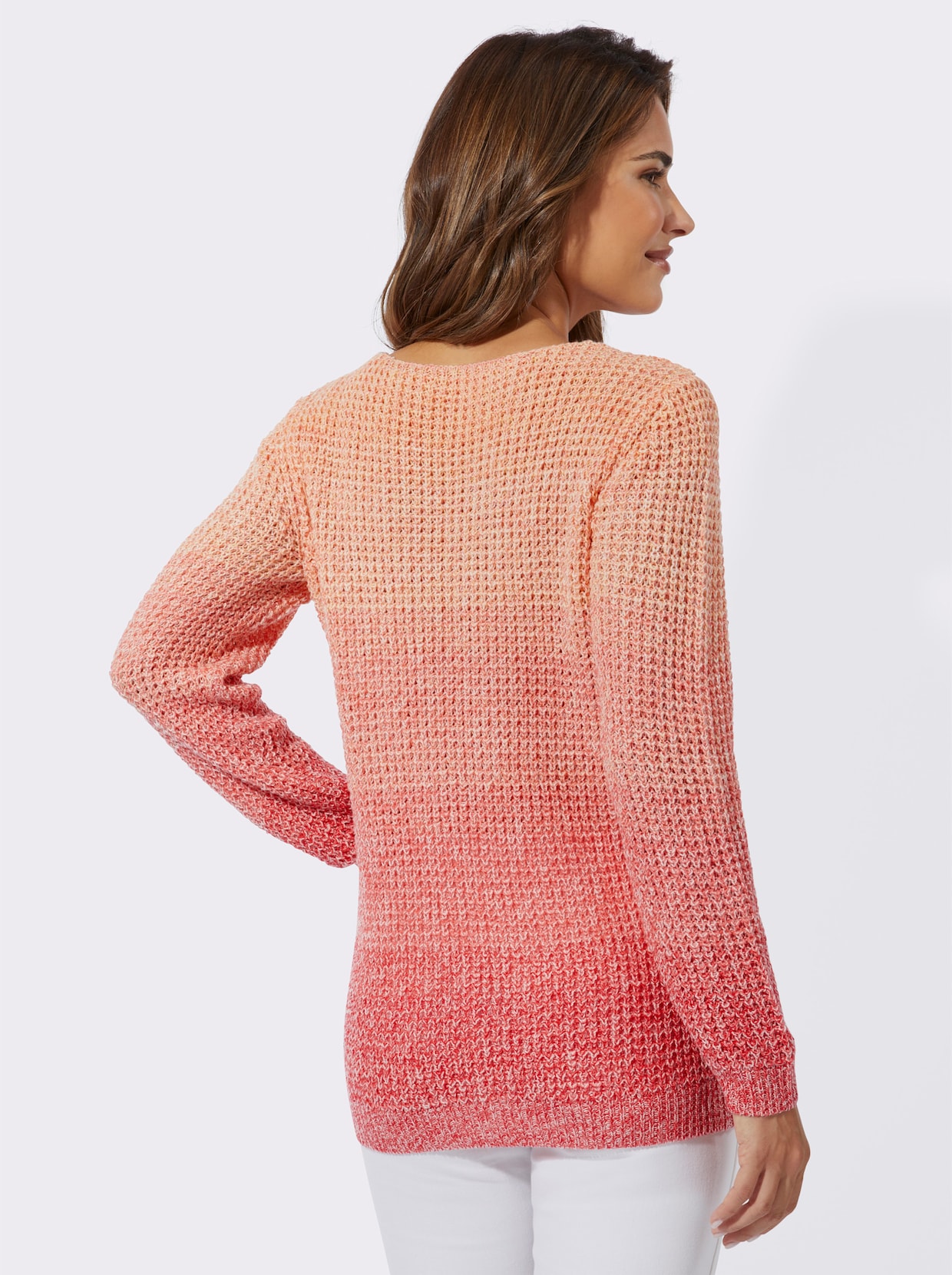 Langarm-Pullover - apricot-erdbeere-gemustert