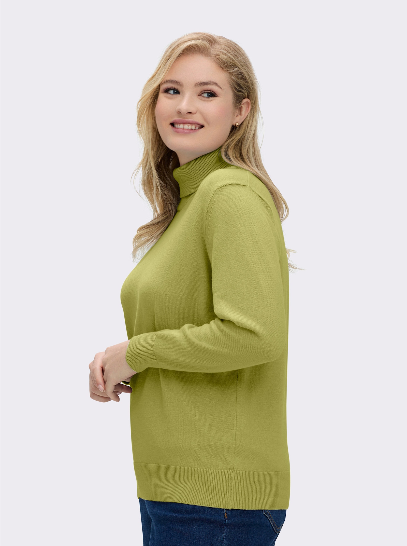 Rollkragenpullover aus reiner Baumwolle - grün