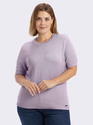 Kurzarmpullover mit Rippabschlüssen - flieder