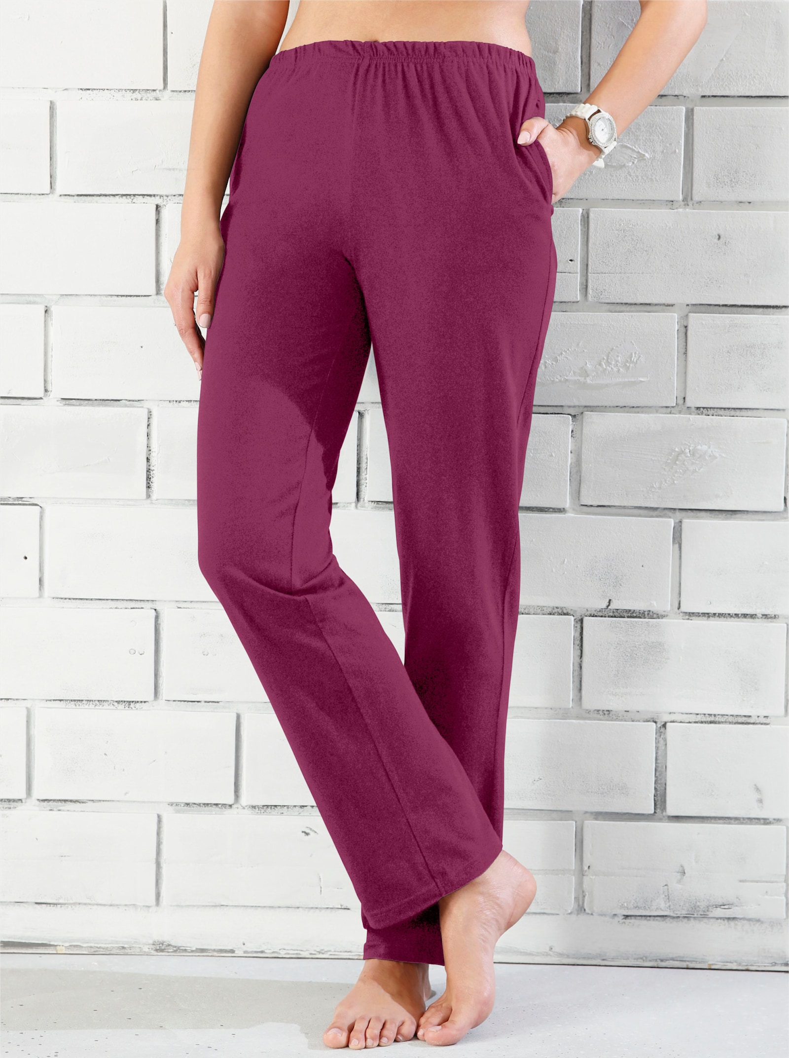 Kalhoty pro volný čas s kapsami ve švu - slézová