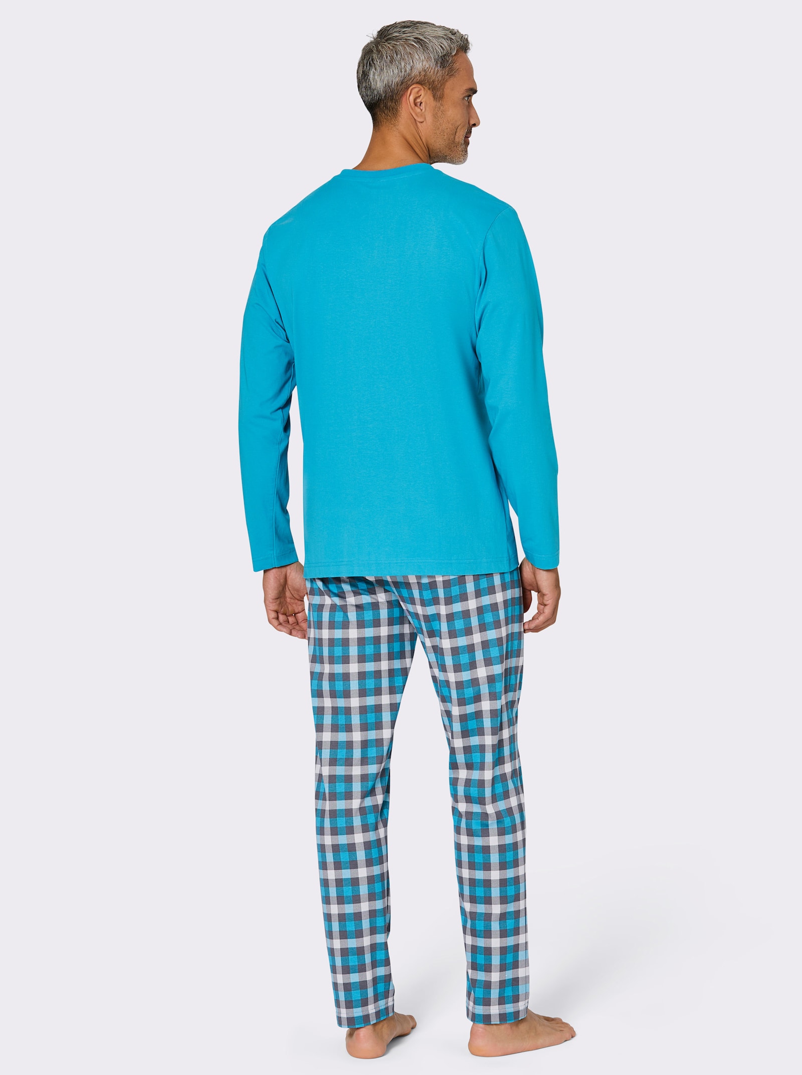 wäschepur men Pyjama - turquoise/antraciet geruit