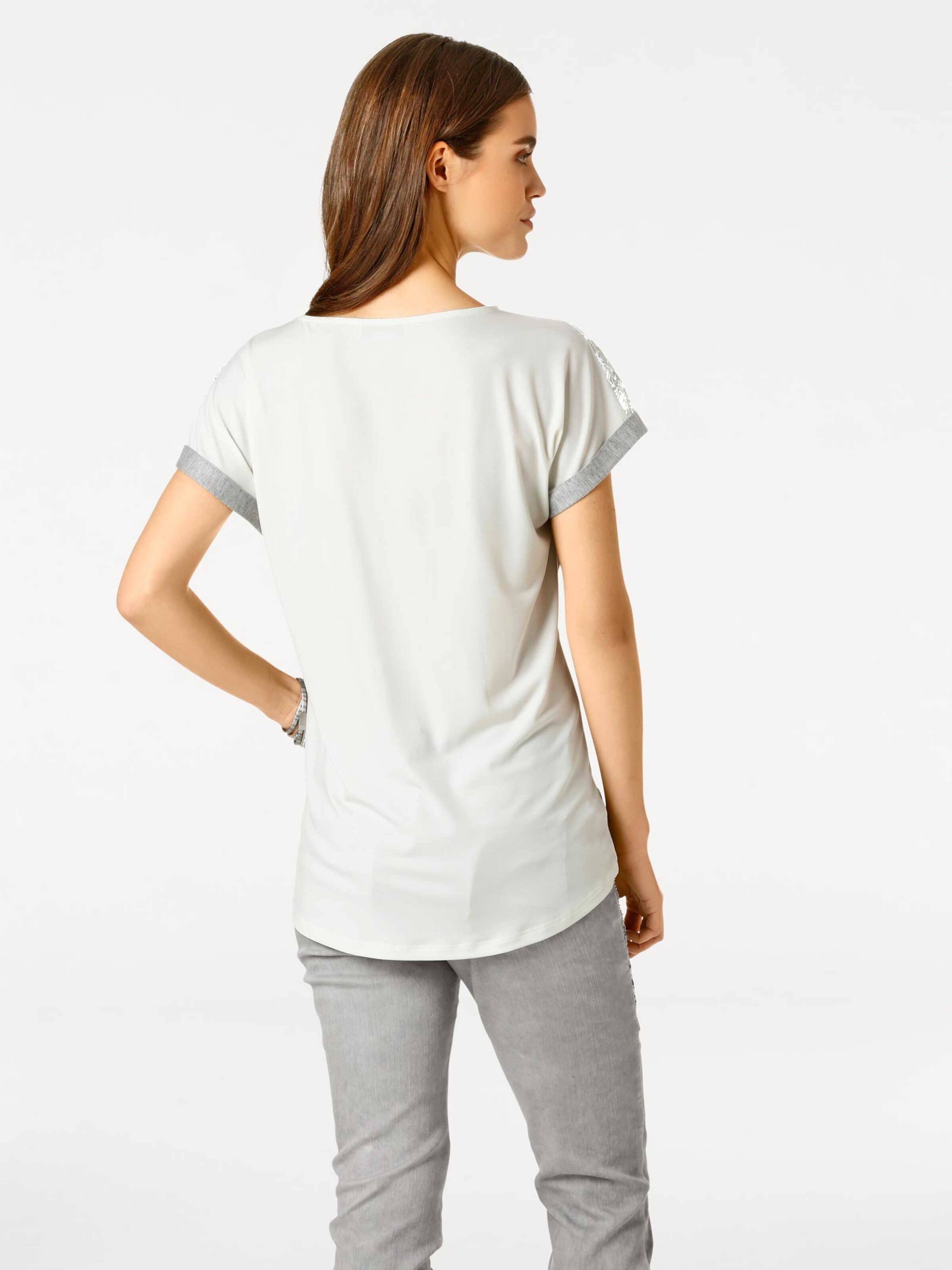Damenmode Shirts Linea Tesini Spitzen-Shirt in grau 