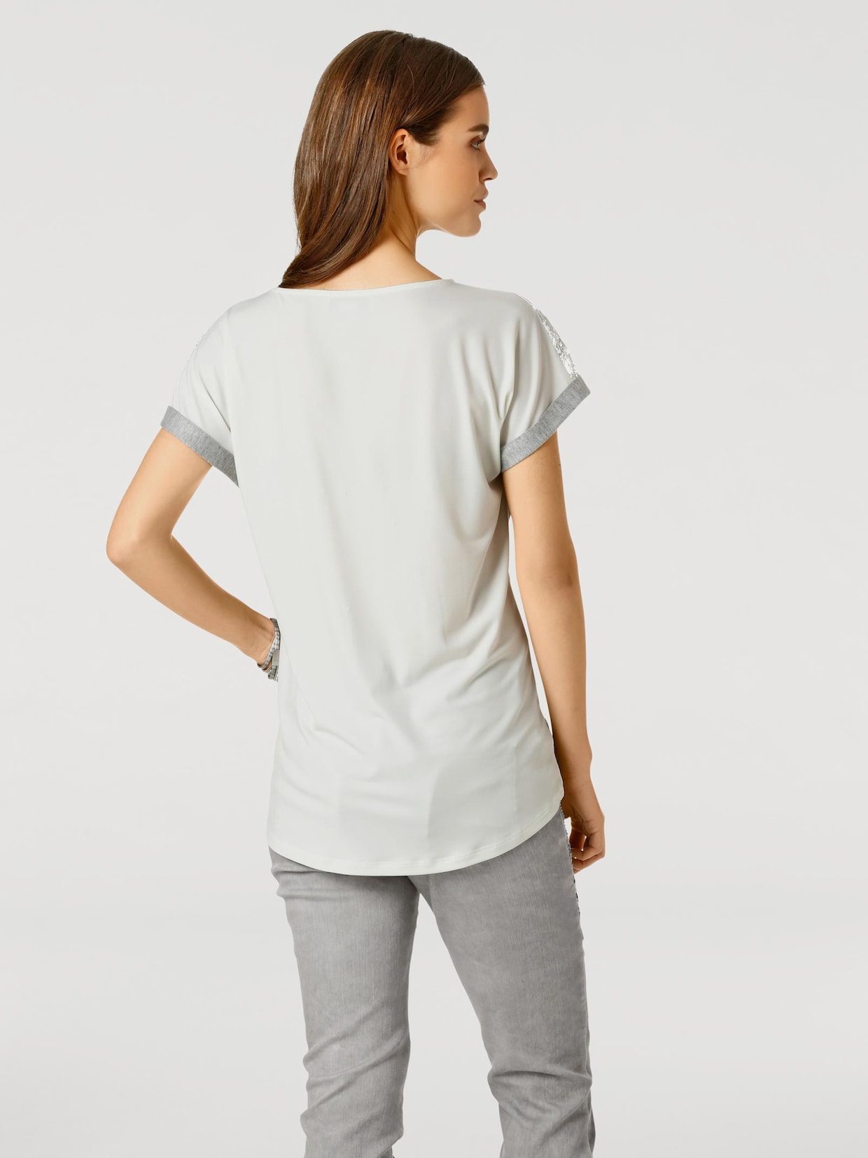 Linea Tesini Spitzen-Shirt - grau
