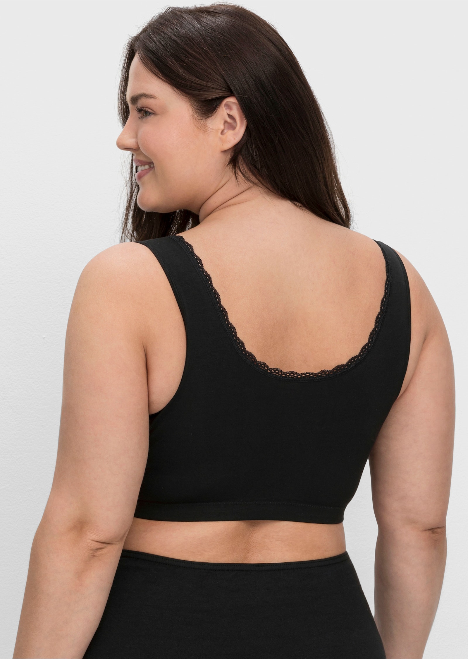 sheego Bügelloser BH in Bustier-Form, im Doppelpack - schwarz + weiß