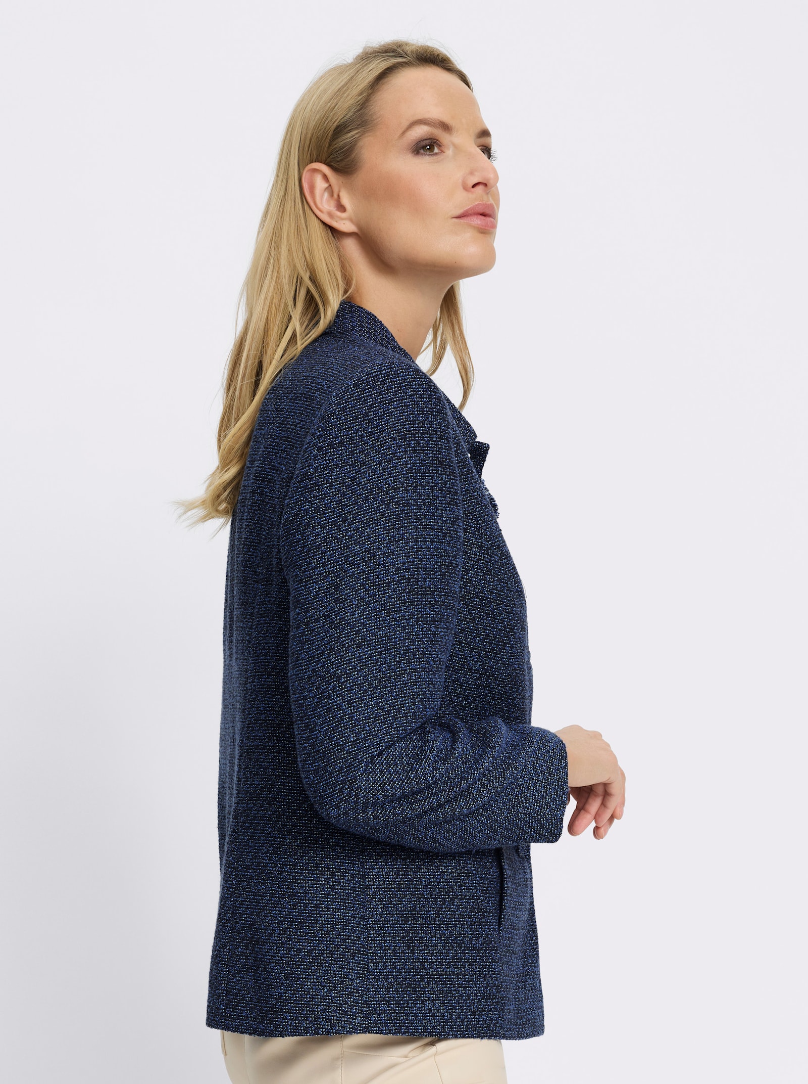 heine Bouclé-Blazer mit abnehmbarer Ansteckblüte - dunkelblau