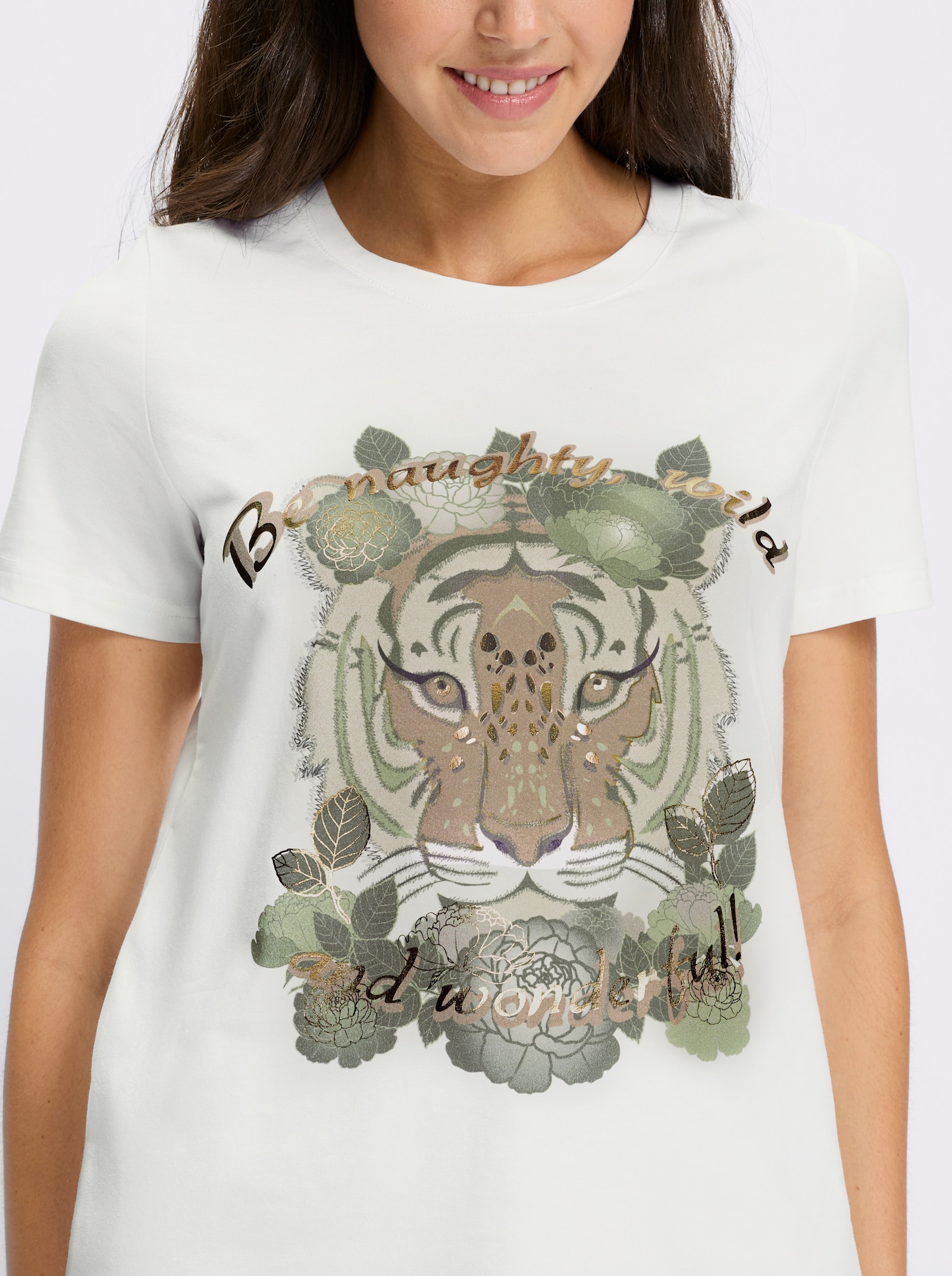 heine T-Shirt mit Tigerprint - ecru