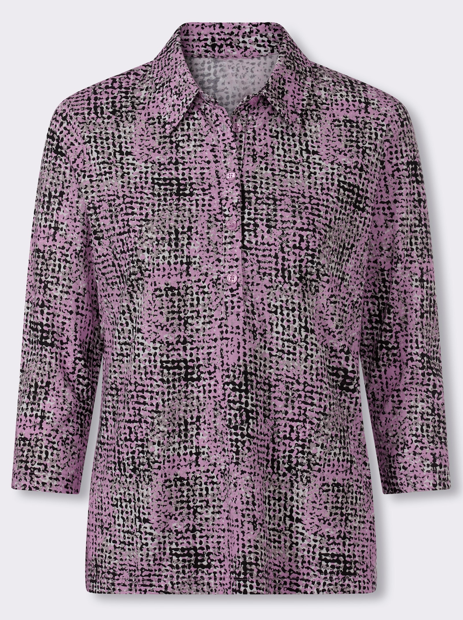 Poloshirt van katoen, bedrukt - orchidee/ecru bedrukt