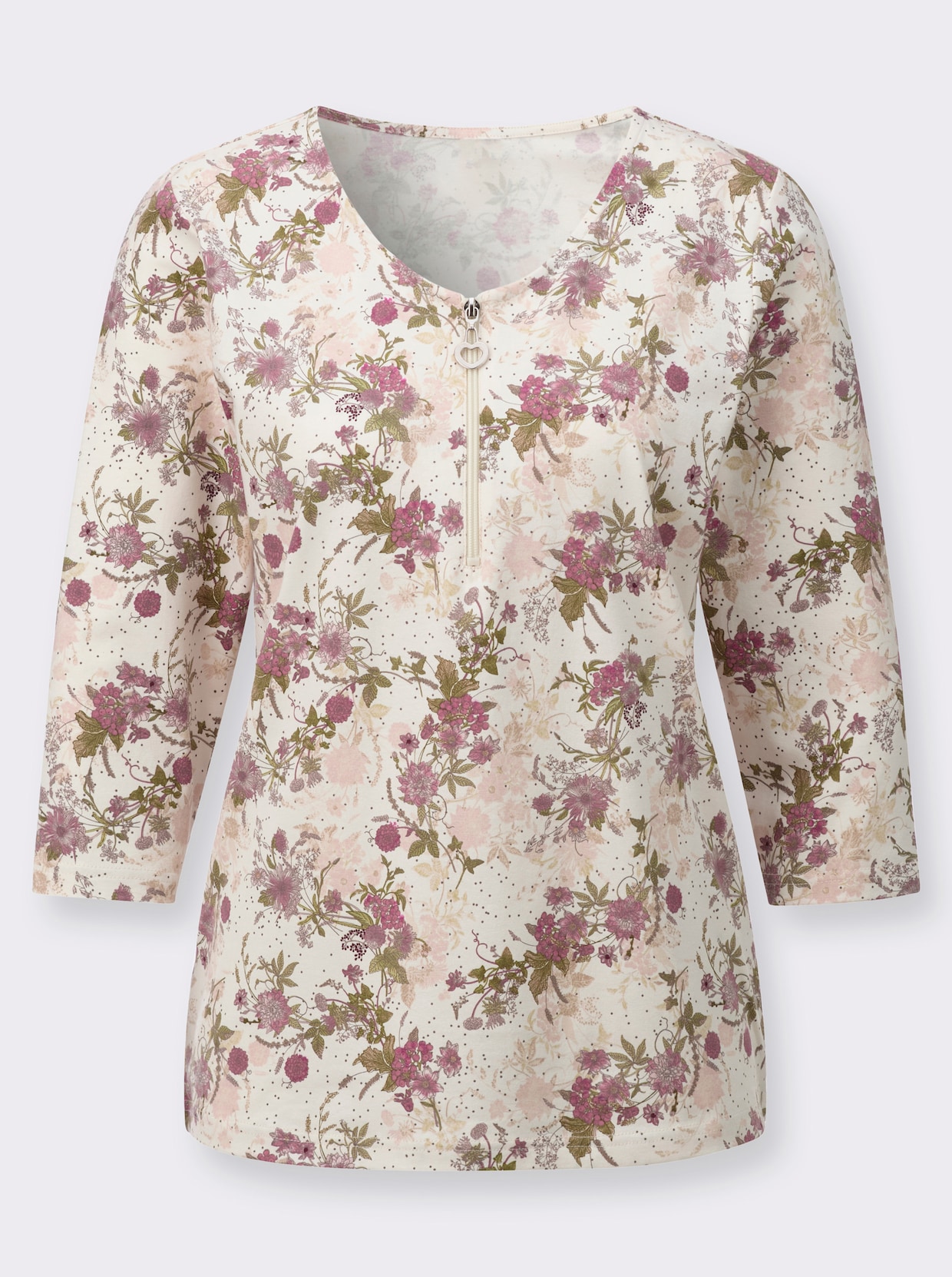 3/4-Arm-Shirt - champagner-hortensie-bedruckt
