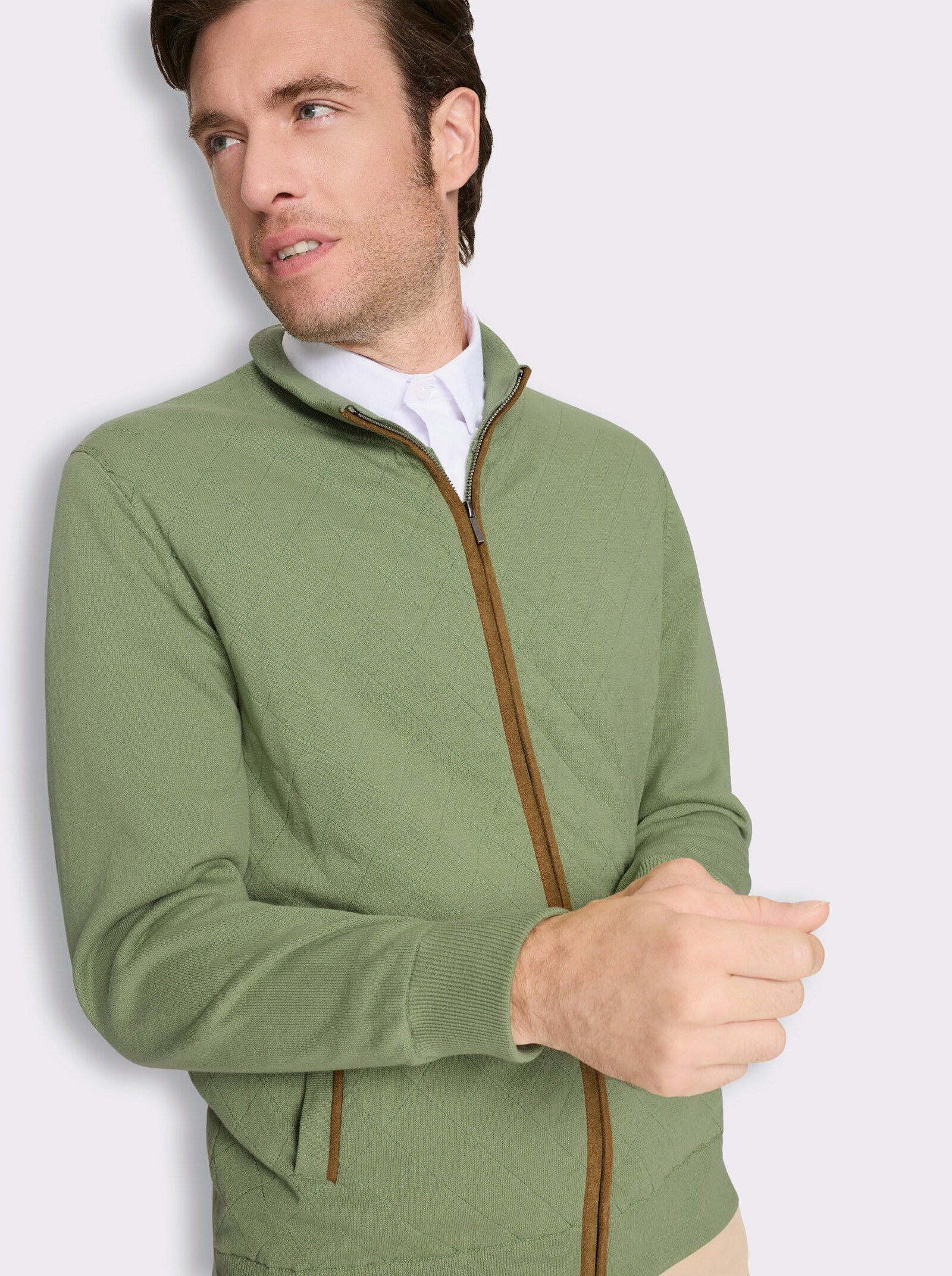 Marco Donati Strickjacke mit Rautensteppung - eucalyptus