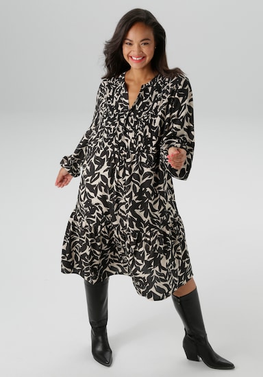 Aniston PLUS Tunikakleid - schwarz-beige