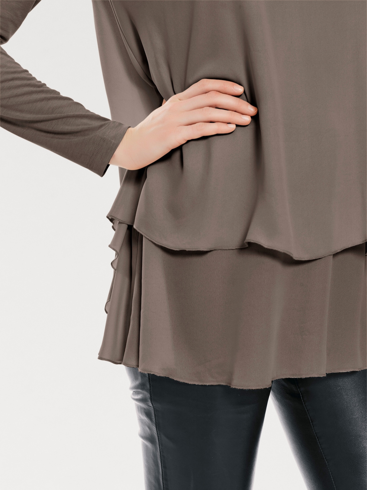 heine Rundhals-Shirt - taupe