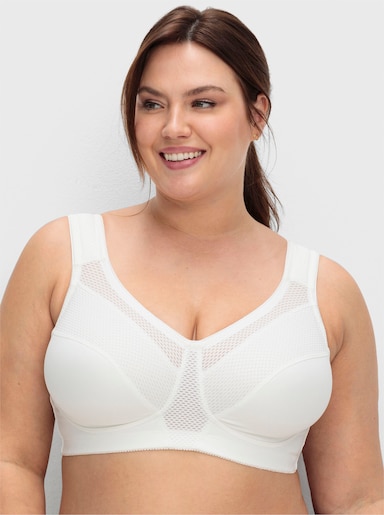 sheego Sport-BH ohne Bügel mit Netzeinsätzen - weiß