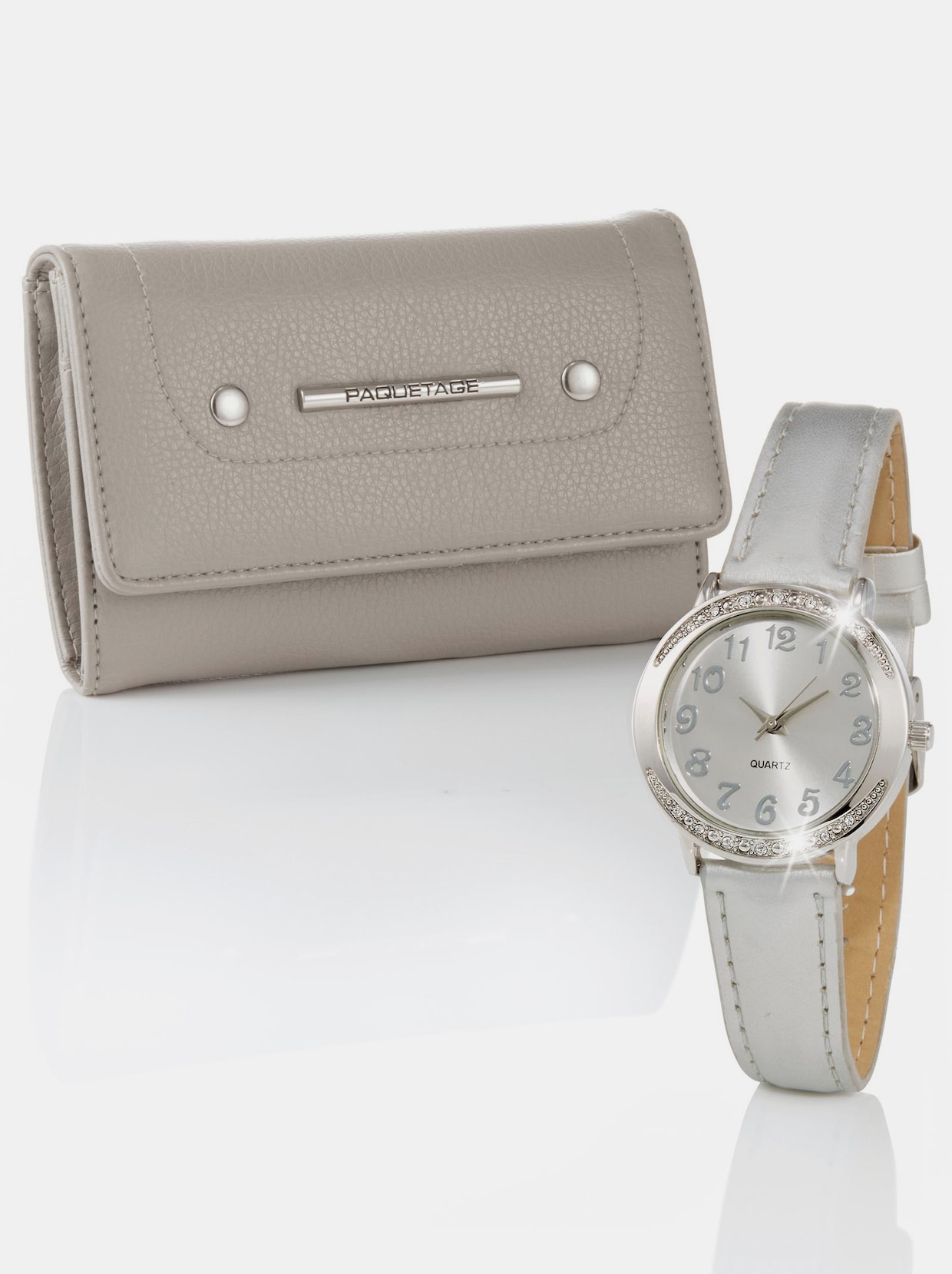 Portemonnee en horloge - grijs
