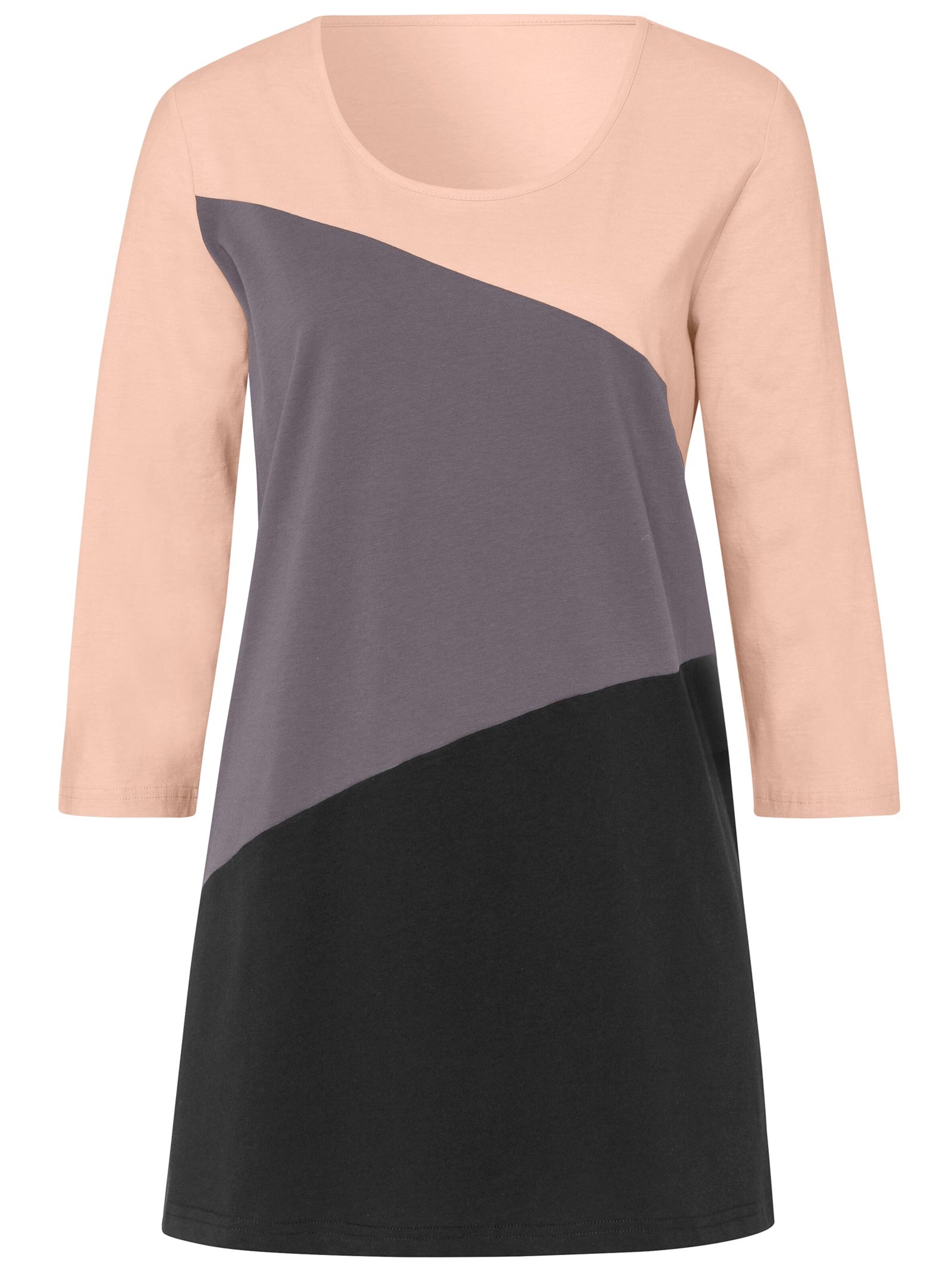 Longshirt - rosé-grau-gemustert