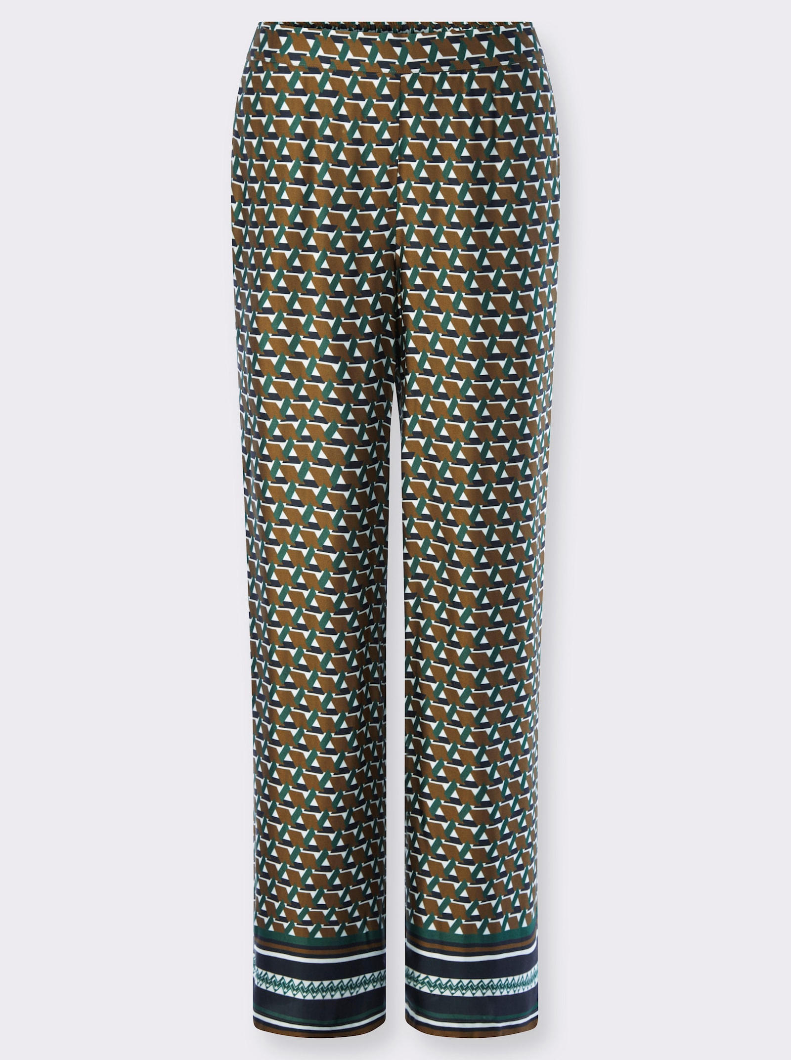 heine Schlupfhose mit Nahttasche - braun-schwarz-bedruckt