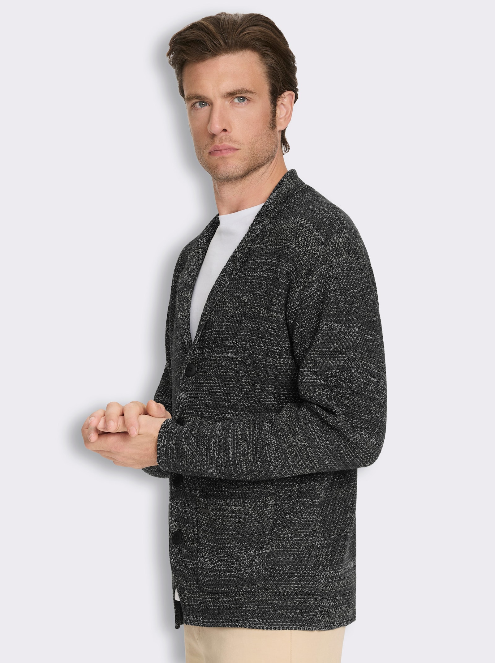 Marco Donati Strickjacke in Melange-Optik - grau-gemustert
