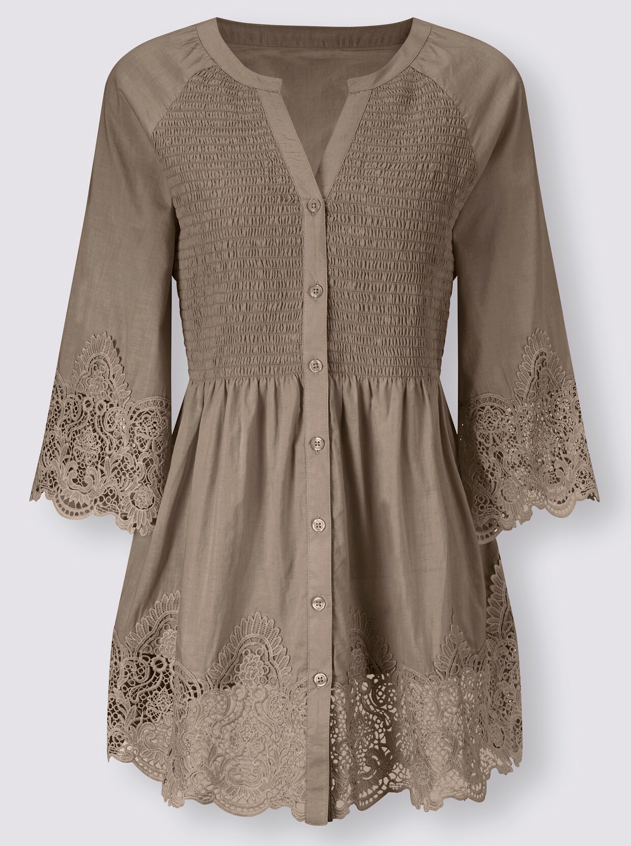 Spitzenbluse - sesam