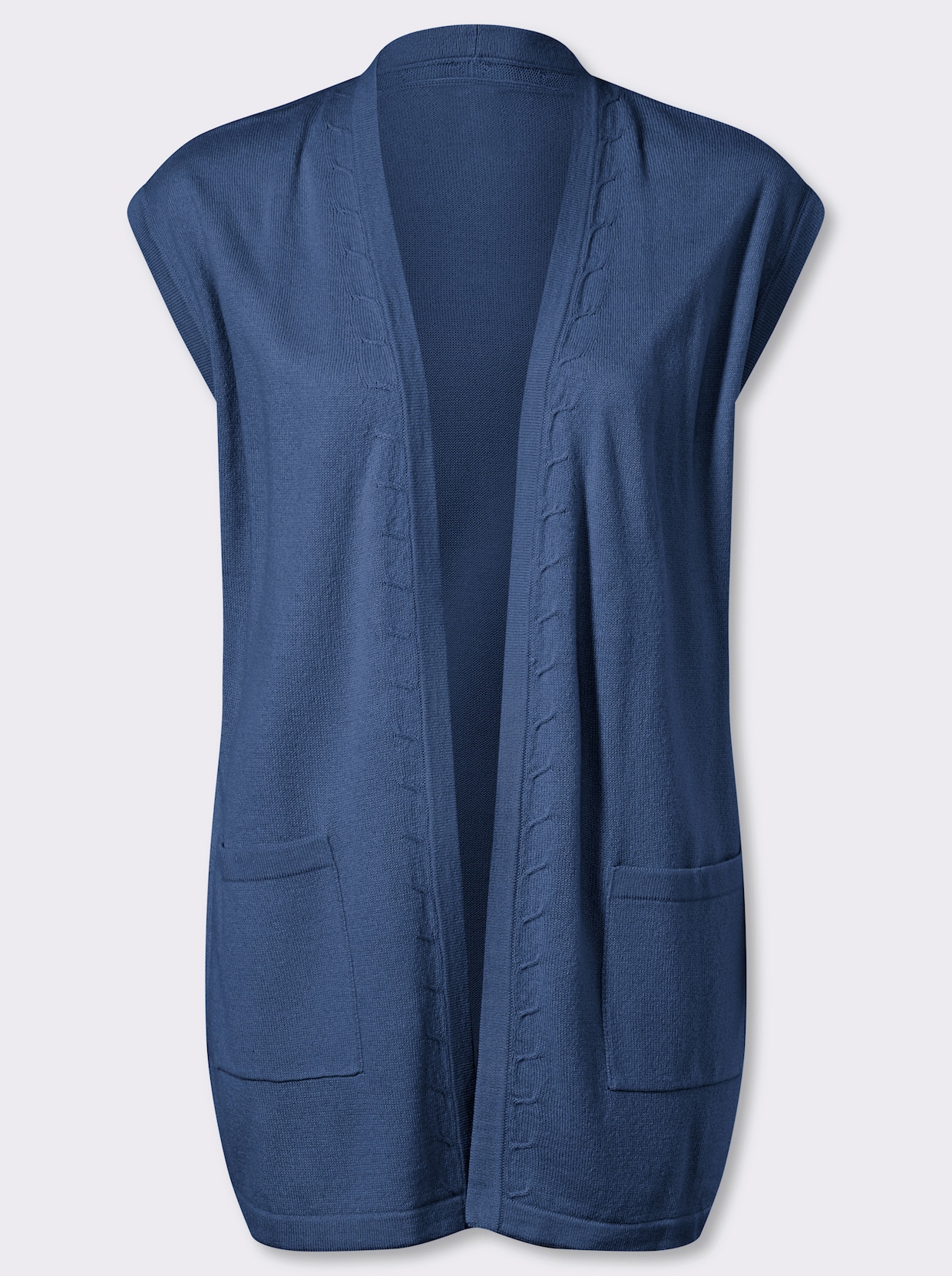 Strickweste in Longform - jeansblau