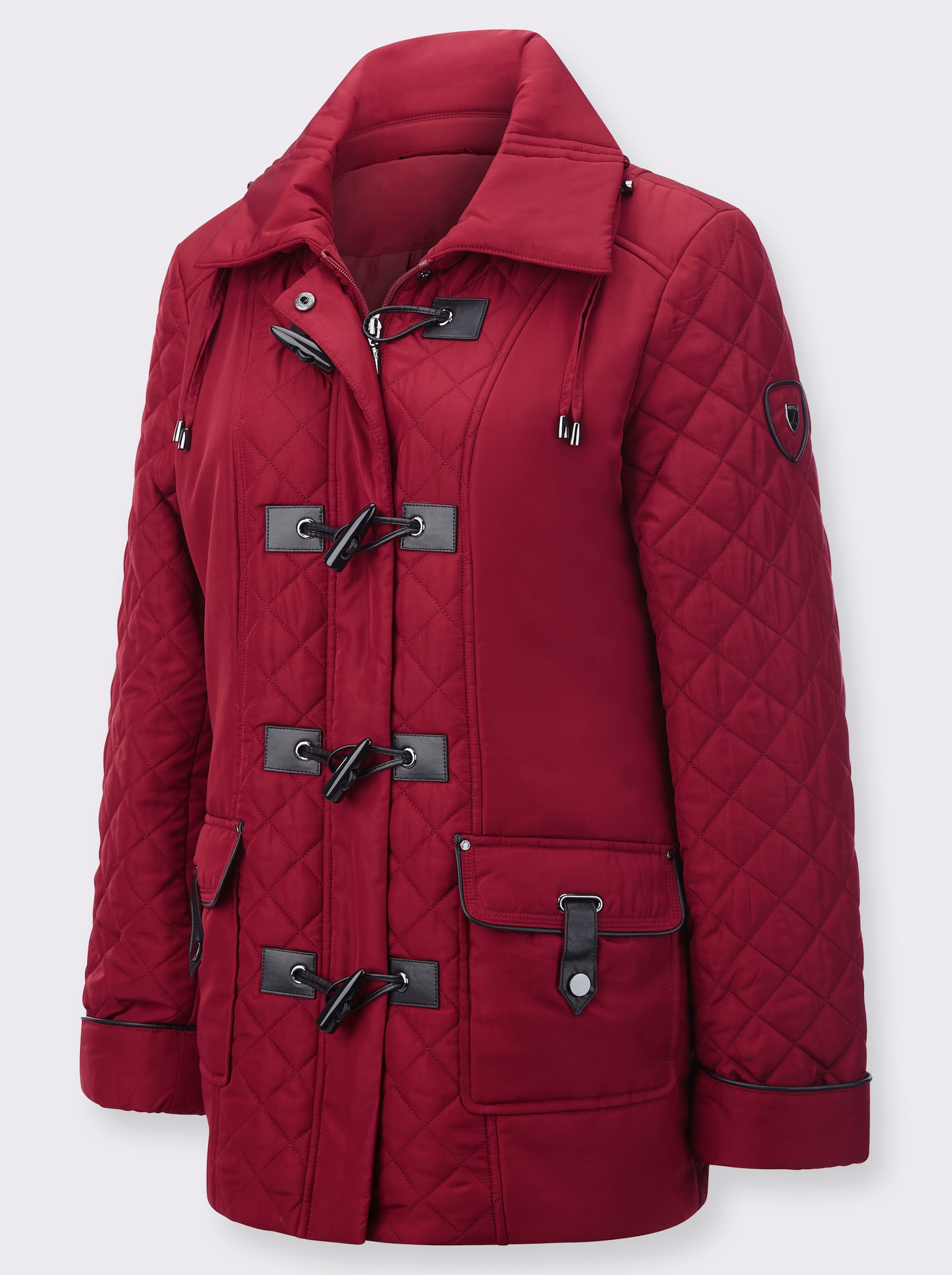 Gewatteerde jas met opgestikte klepzakken - donkerrood