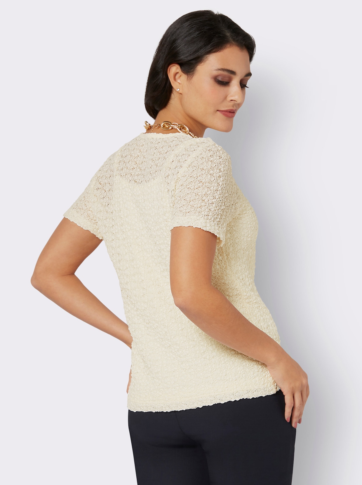 Rundhalsshirt - champagner