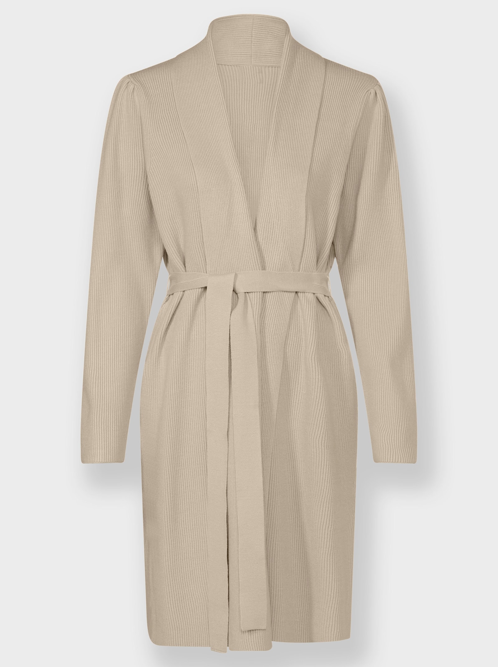 heine Veste longue en tricot avec motif en côte perlée - sable