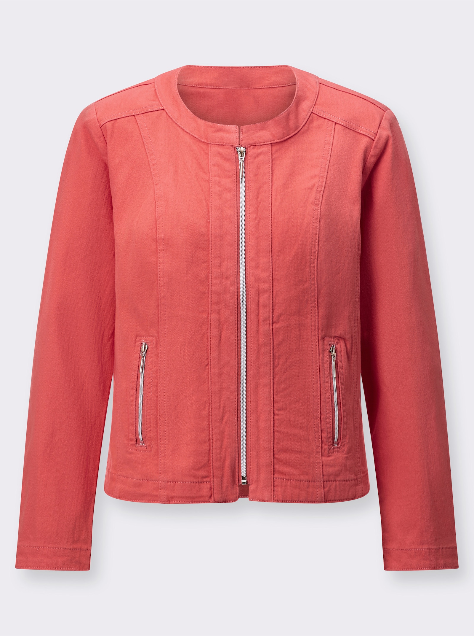 Jeansblazer mit Schulterpolstern - koralle