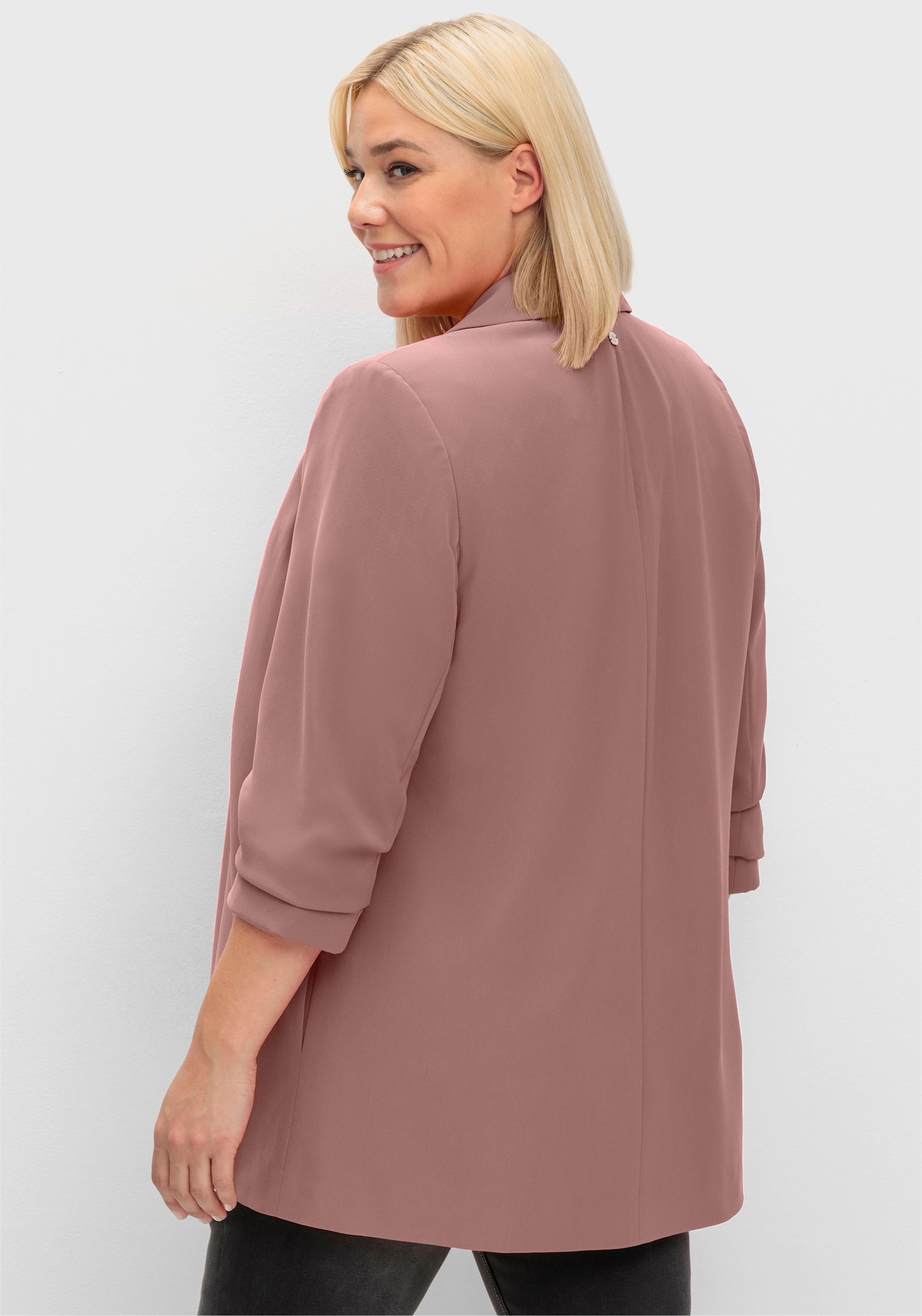 sheego Longblazer mit Schalkragen - rosenholz