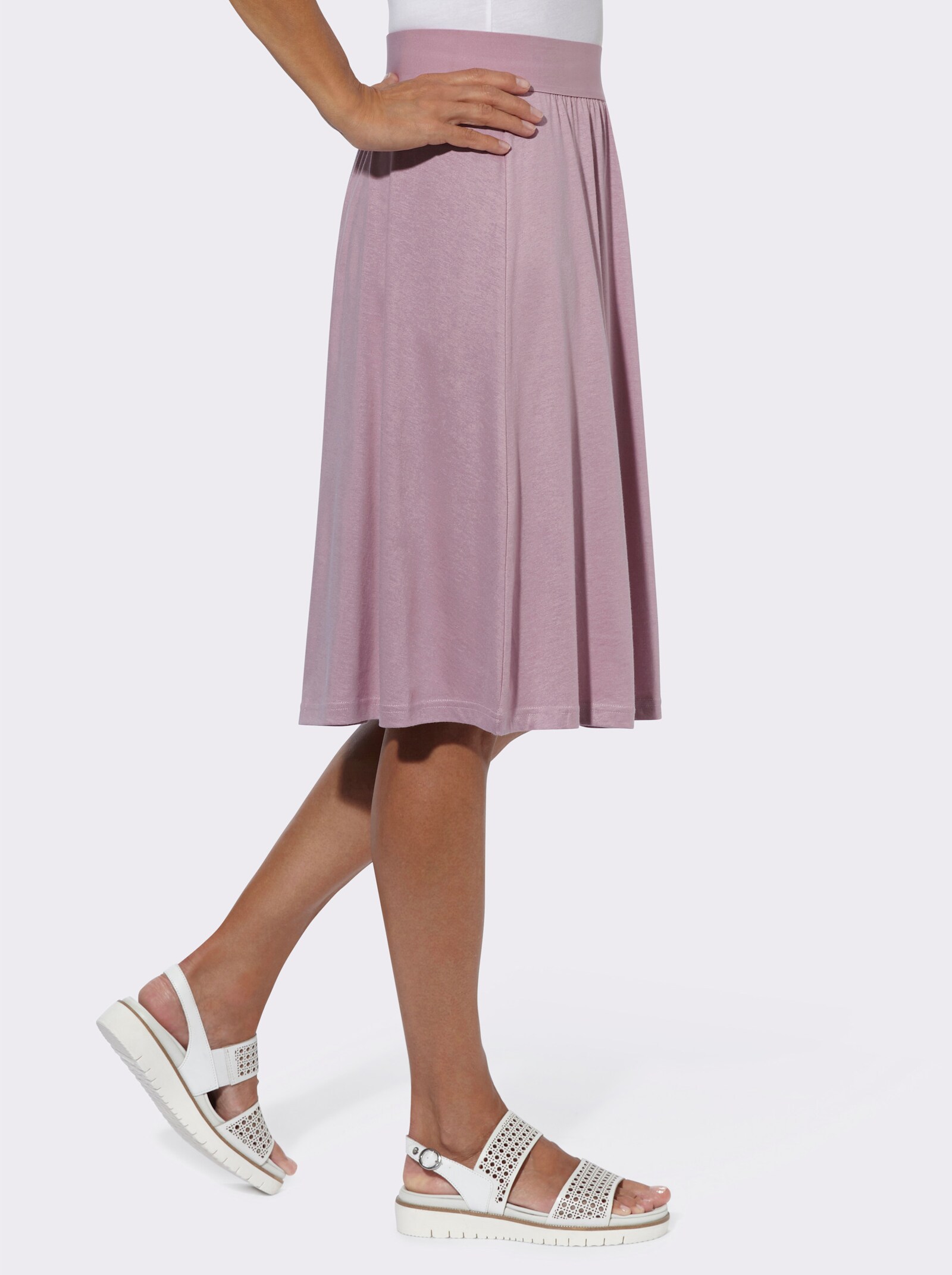 Jerseyrock im Doppelpack - mauve + mauve-weiß-bedruckt