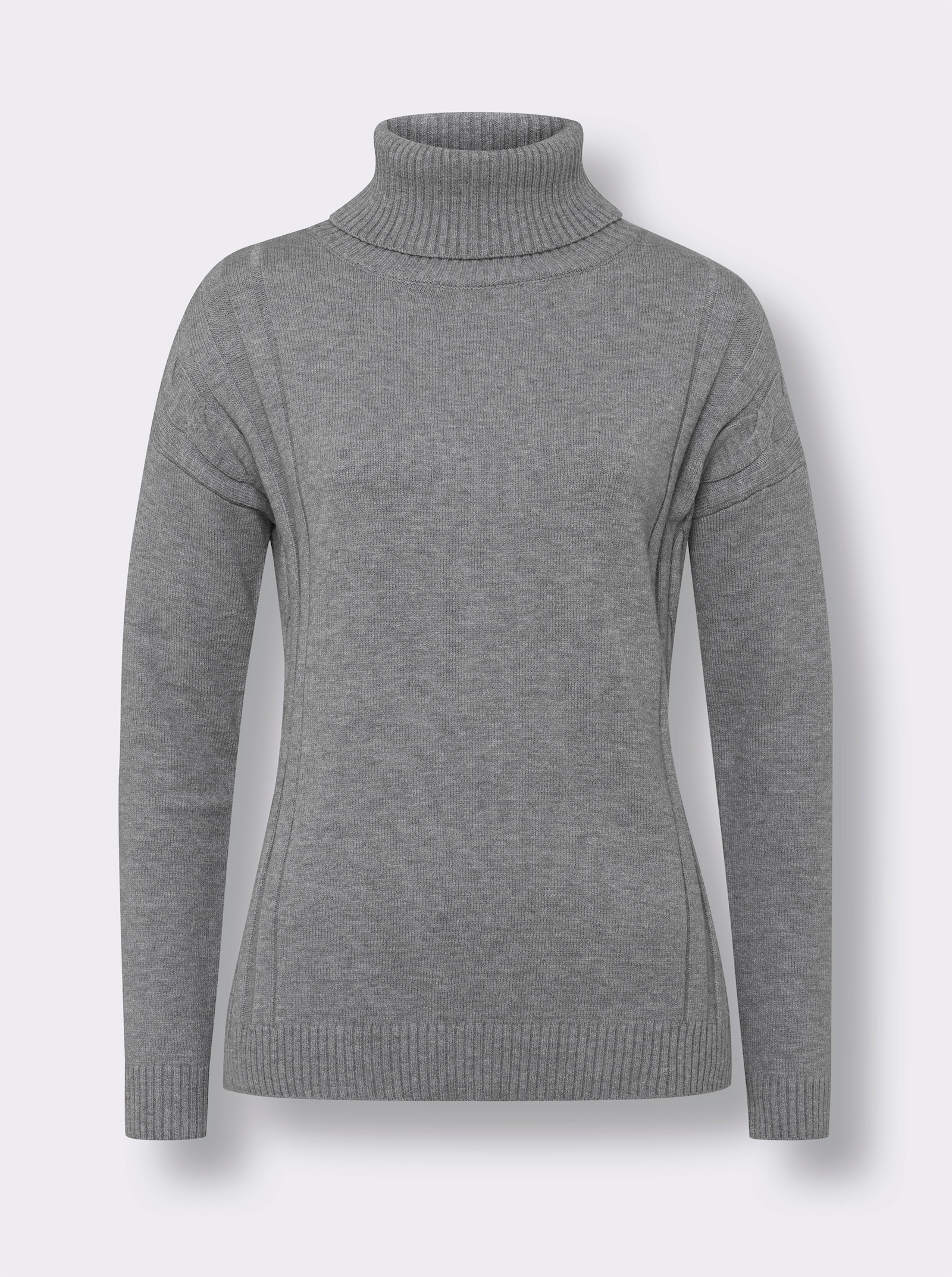 heine Rollkragenpullover im Strickmix - steingrau-meliert