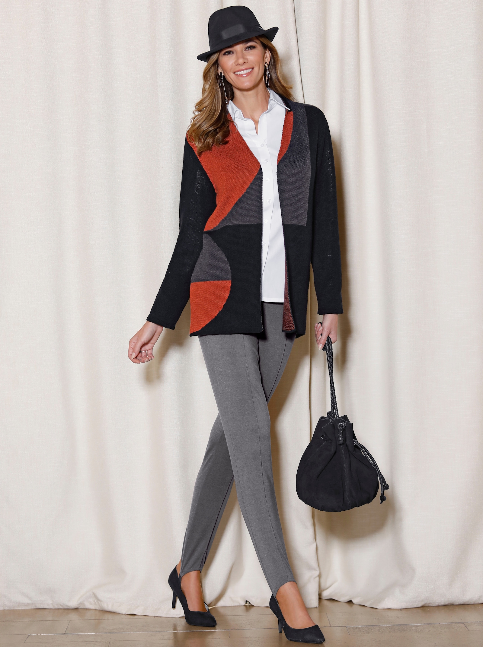 Bügelfaltenhose mit Steg - grau