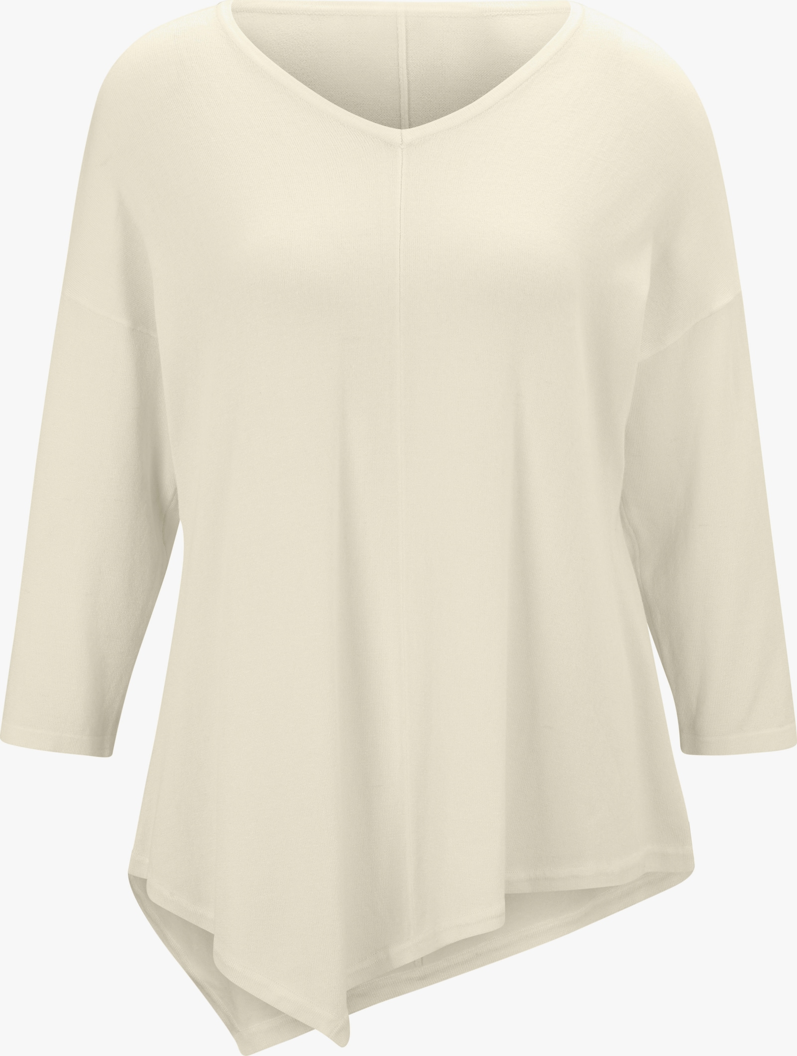 heine V-Ausschnitt-Pullover mit spitz zulaufendem Saum - ecru