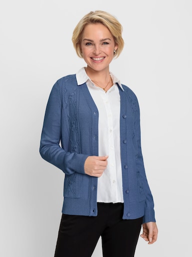 Strickjacke - jeansblau