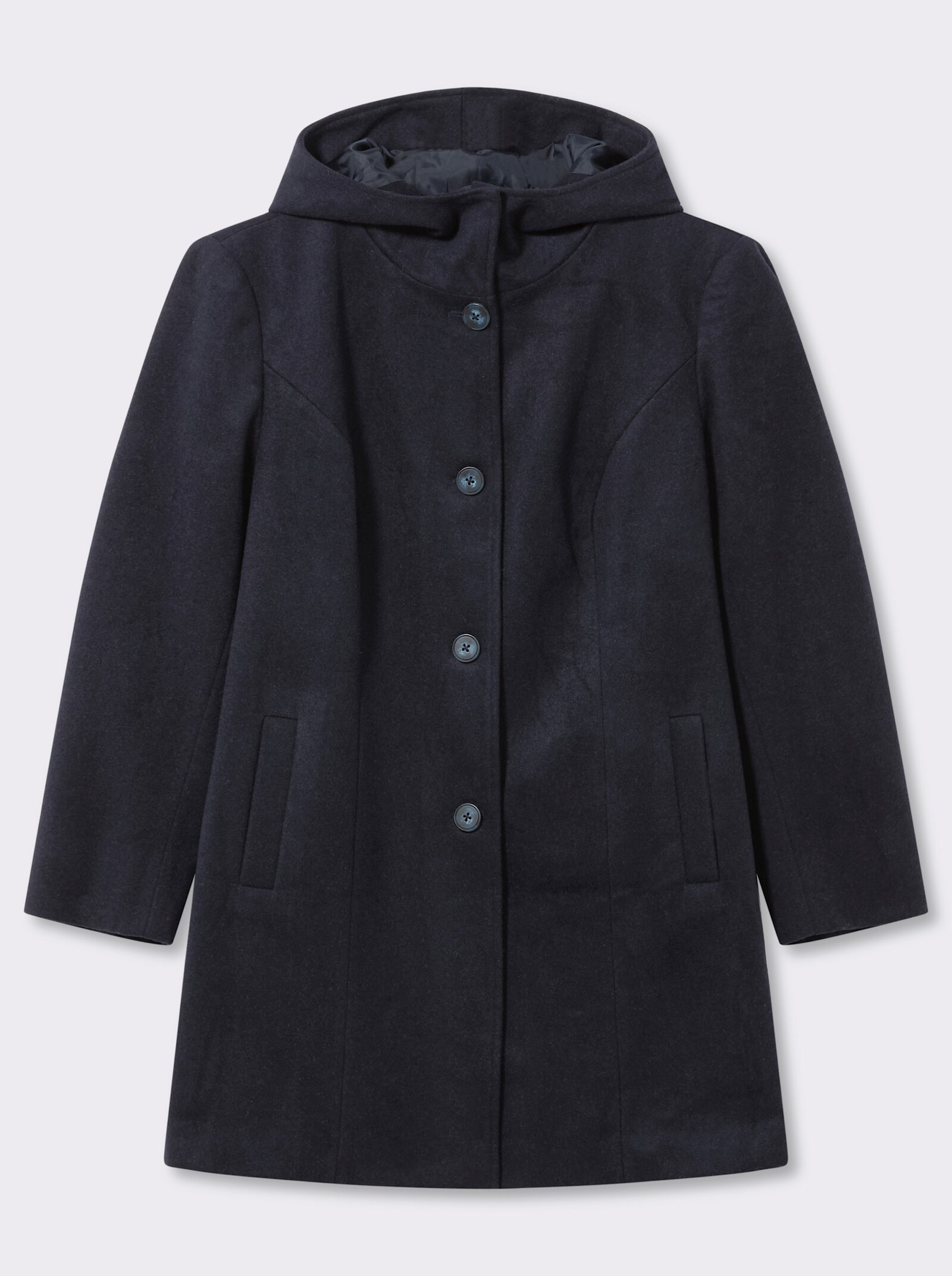 sheego Kapuzenjacke in A-Linie - tiefblau