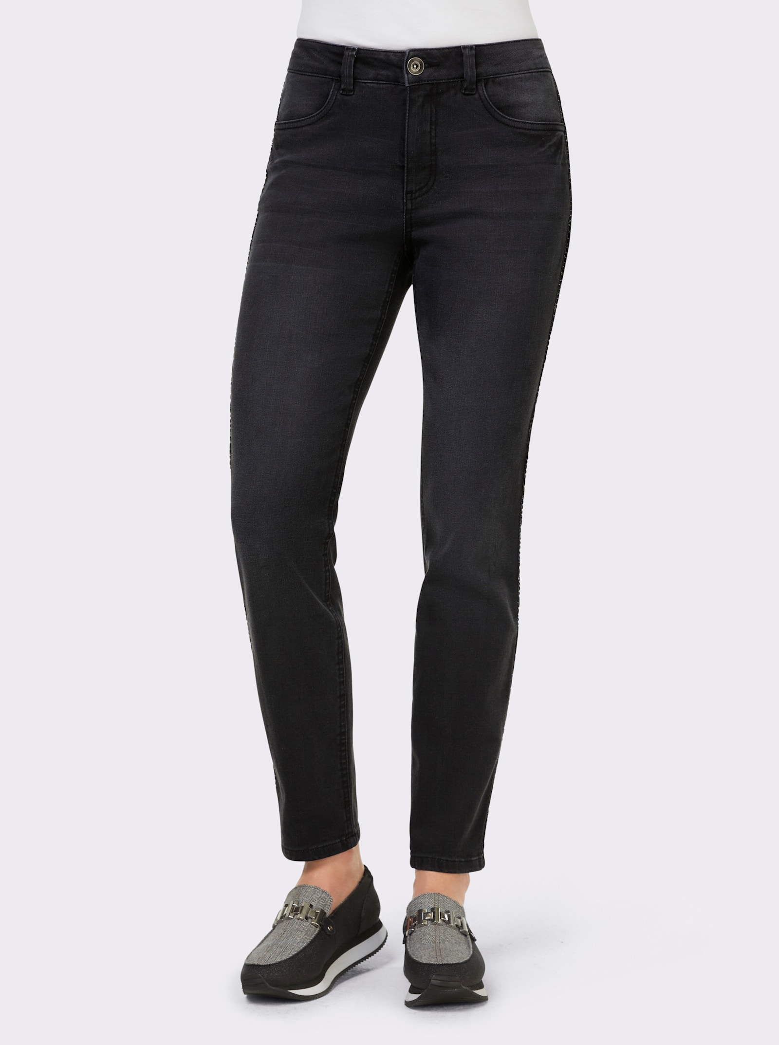 heine Jeans met galonstrepen - dark grey denim