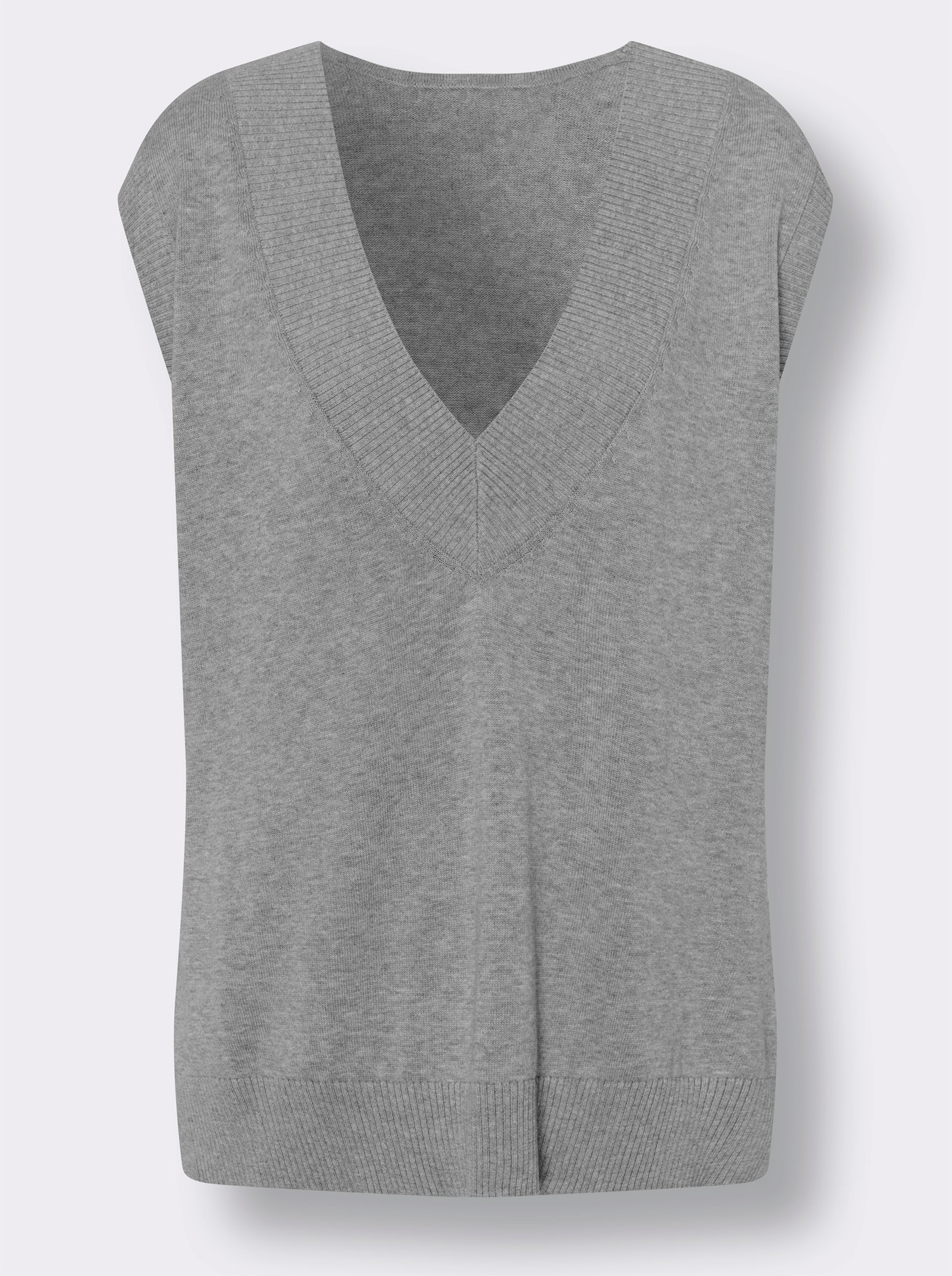 heine Slip-over met diepe V-hals - grijs gemêleerd