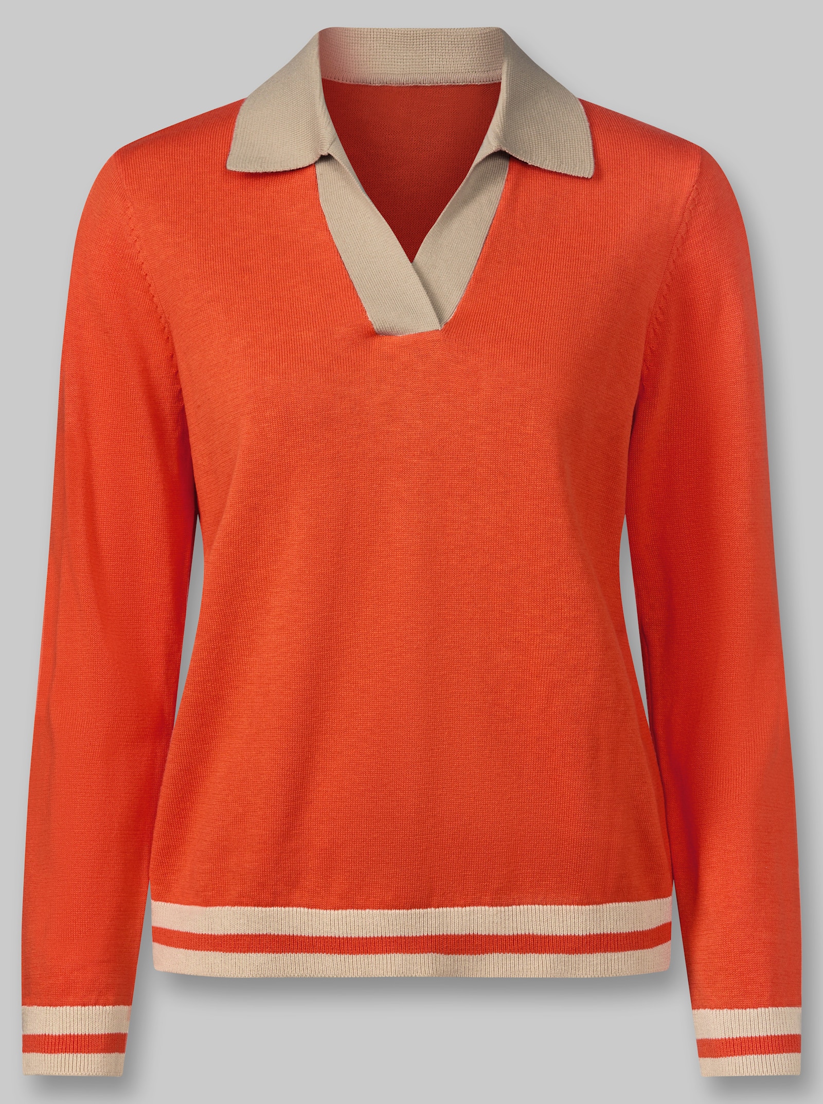 heine Polopullover mit Kontrast-Akzenten - orange-sand