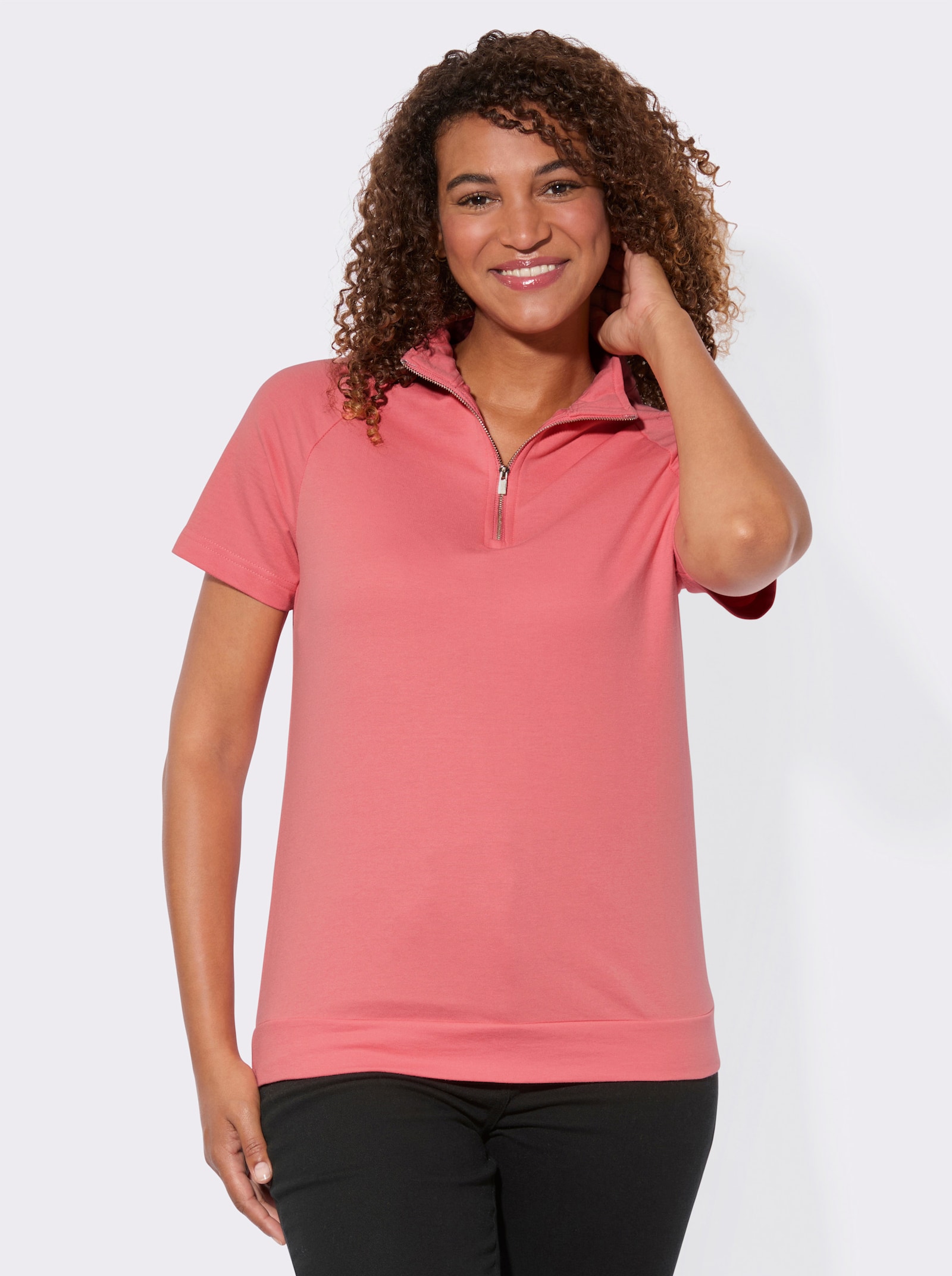 Sweatshirt mit überschnittenen Schultern - flamingo