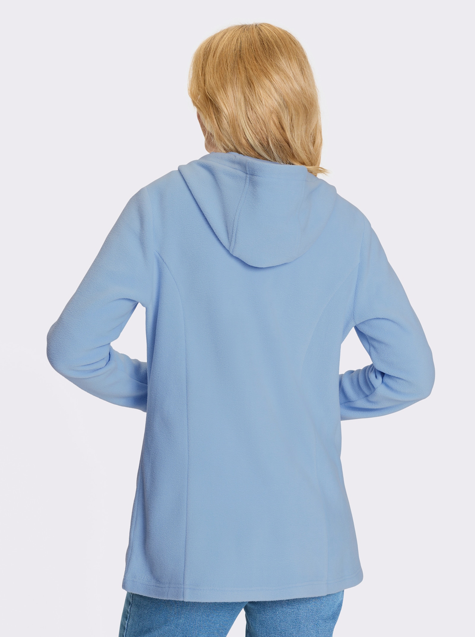 Dlhá flaušová bunda - ľadová modrá