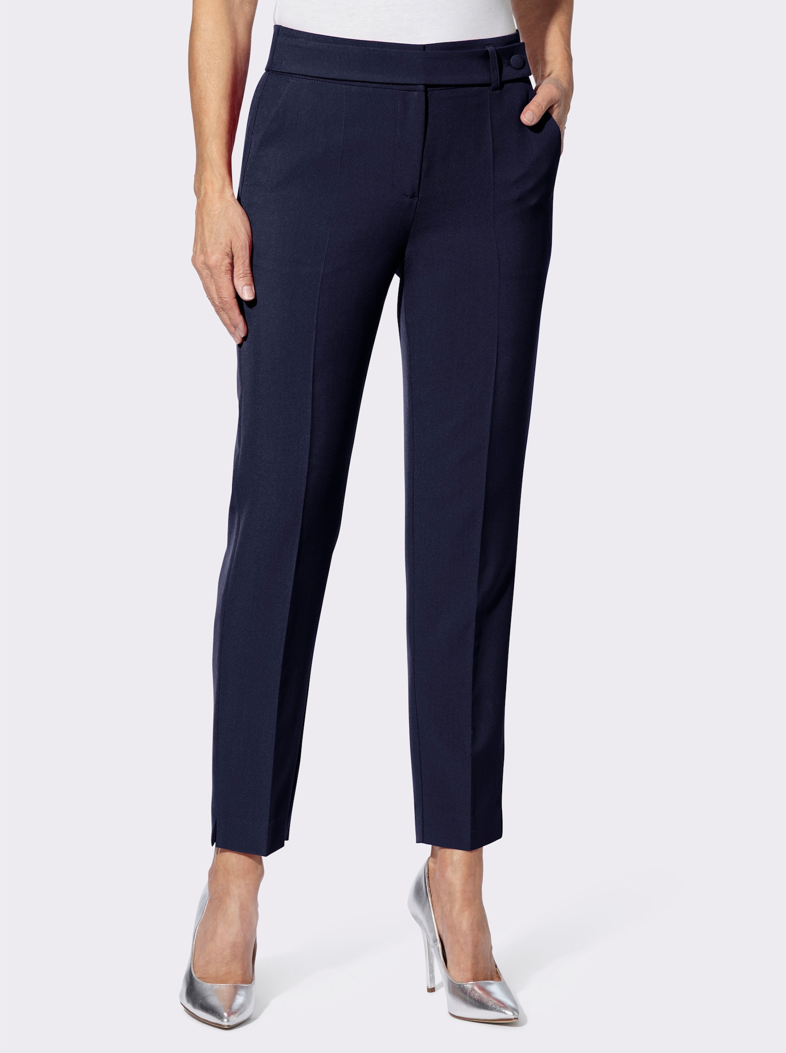 Bügelfaltenhose mit seitlichem Verschluss - marine