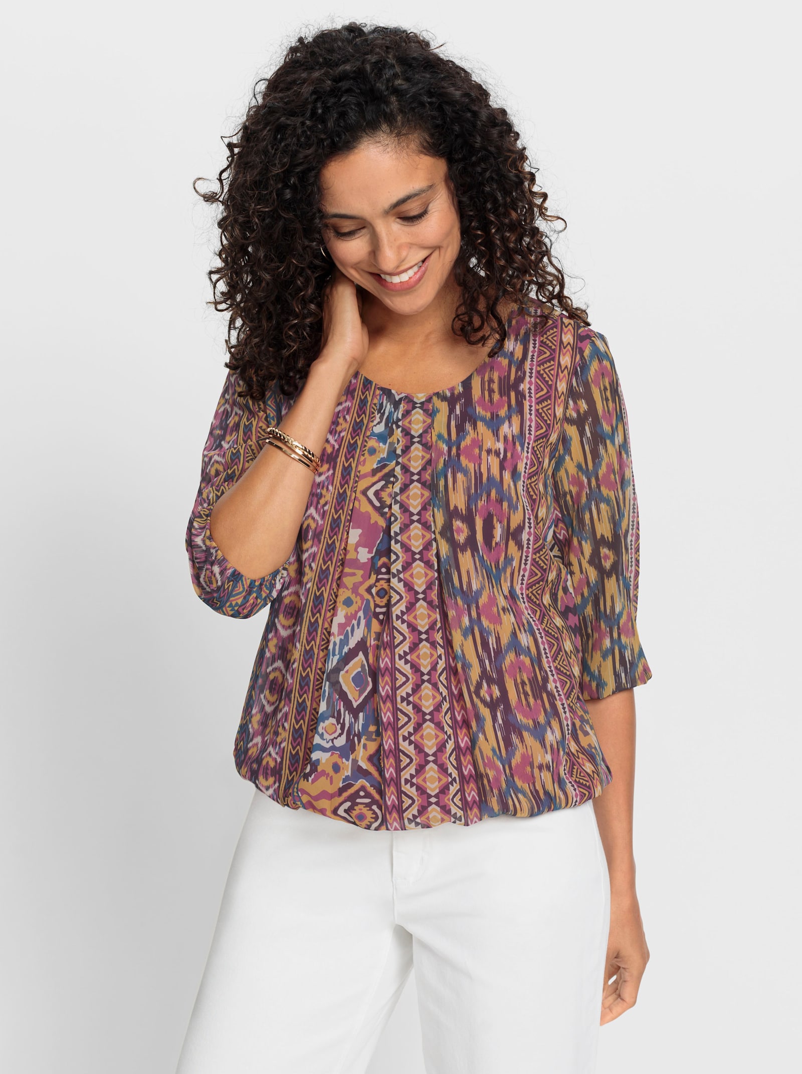 Blouse met print van georgette - heide geprint