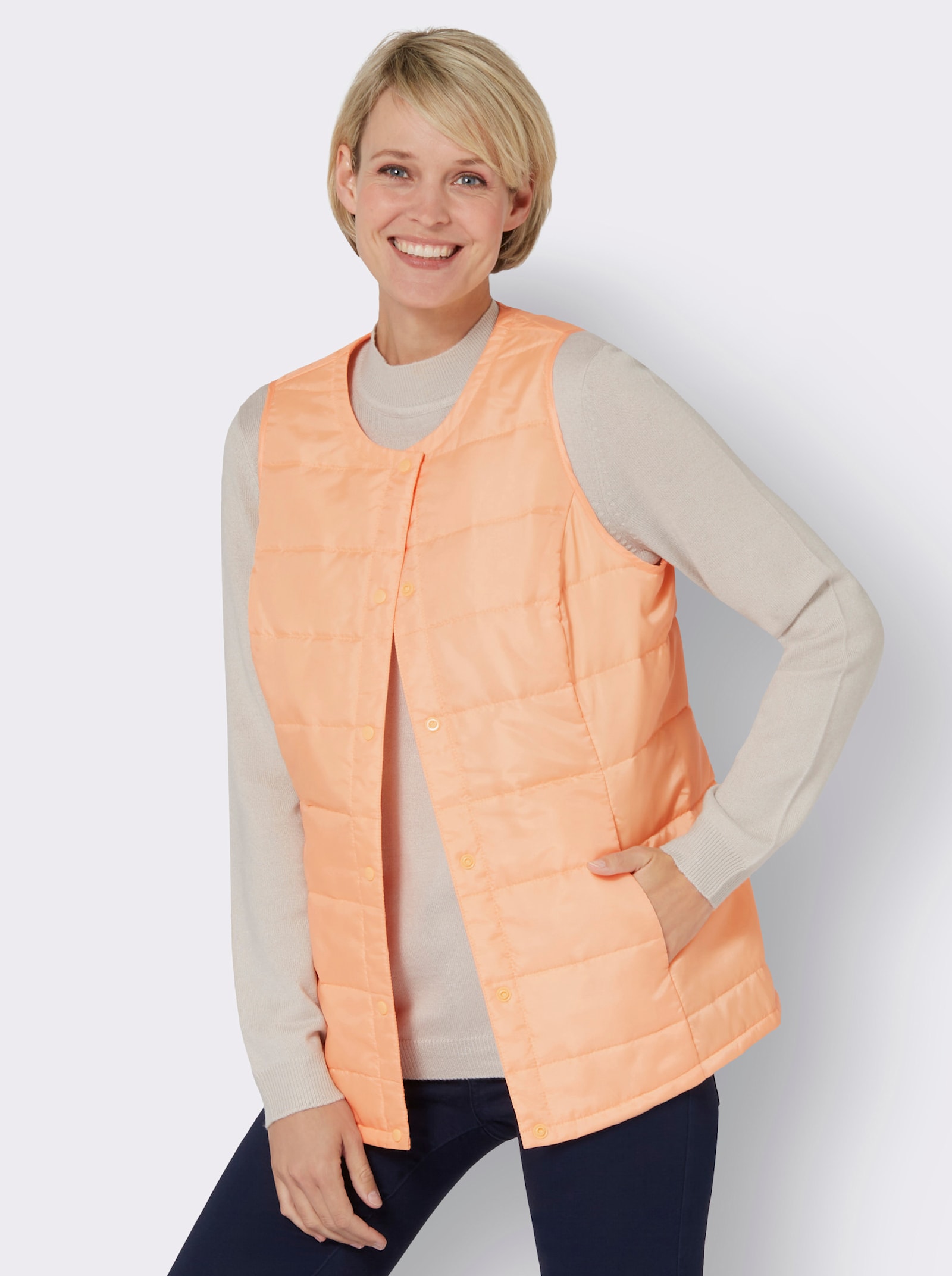 Steppweste mit Druckknöpfen - apricot